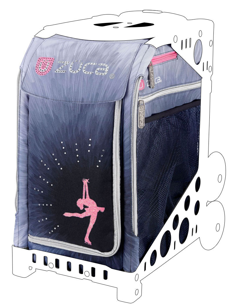 Zuca Sport Tote Bag insert with gymnast silhouette on navy background, compatible with Zuca frames. Ideal for figure skating accessories.