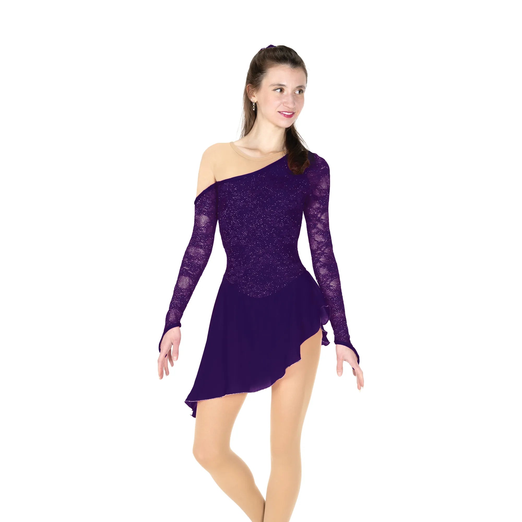 JR220-P Bare Shoulder Figure Skating Dress Dark Purple