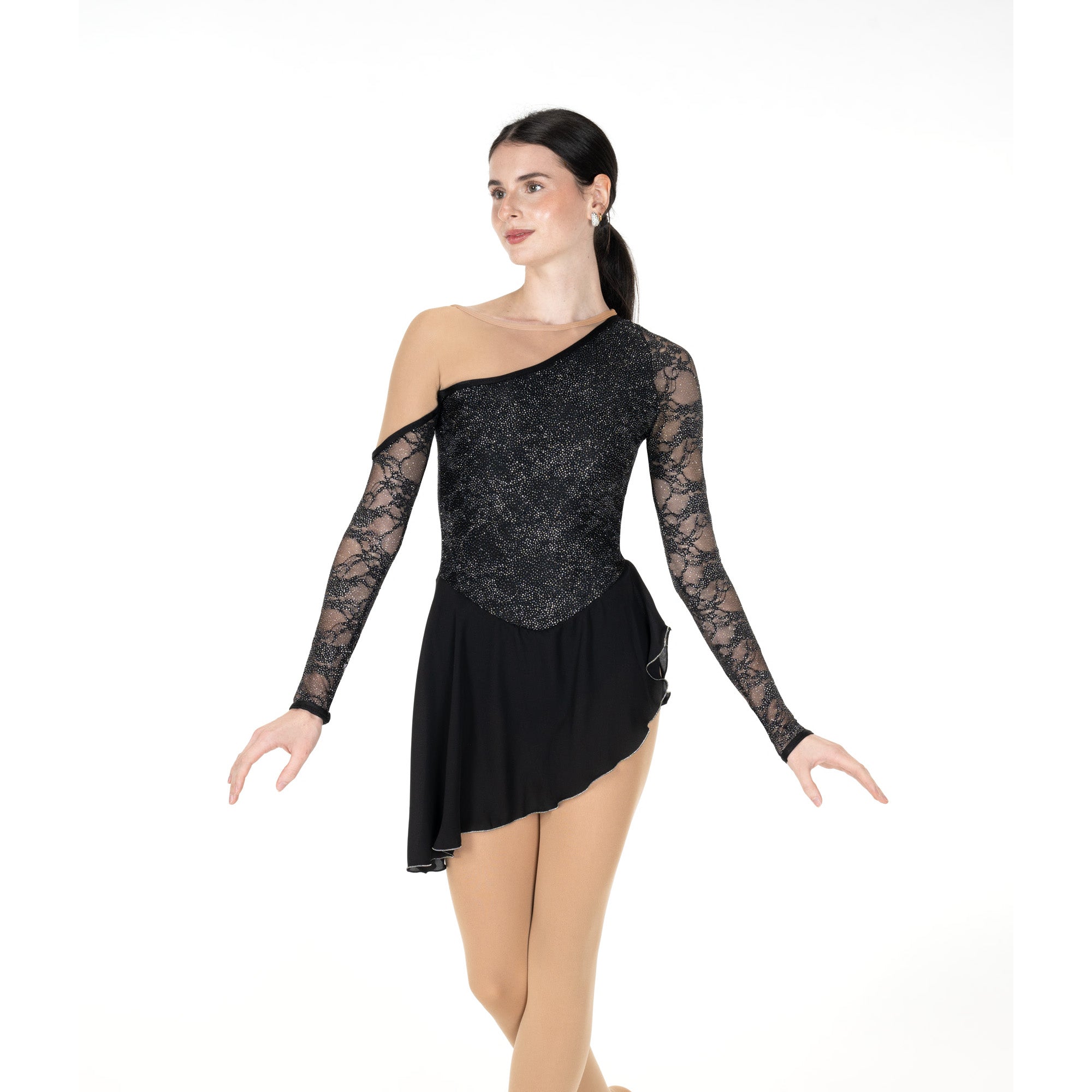 JR220-BS Bare Shoulder Figure Skating Dress Black Star