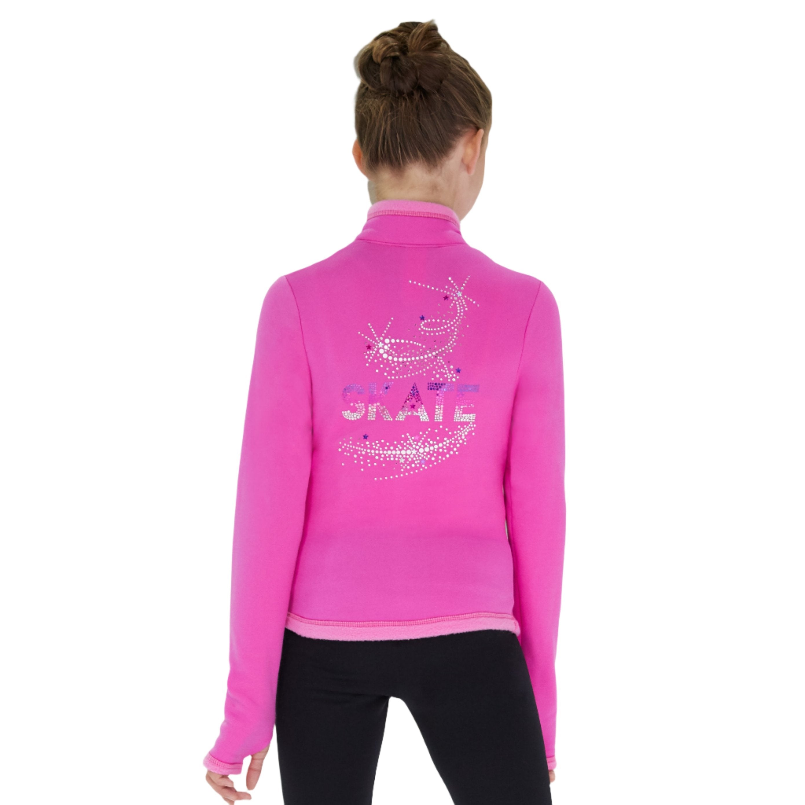 Pink figure skate jacket with sequin back design