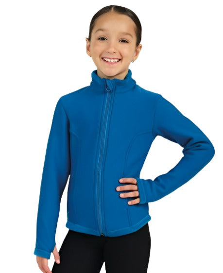 Blue Mondor Polartec figure skate jacket with zipper