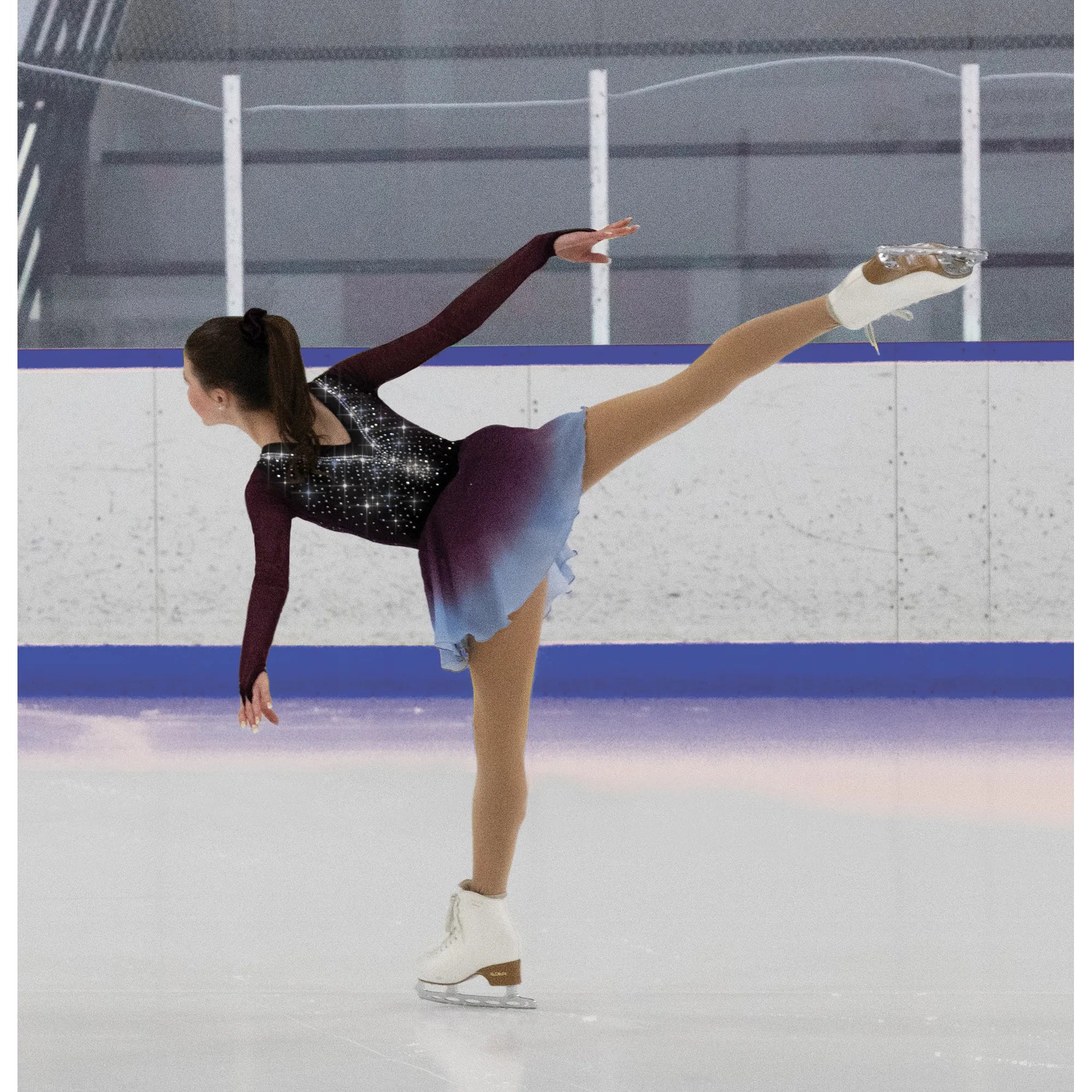 Robe de patinage artistique JR533-WN Freeze, couleur vin Freeze