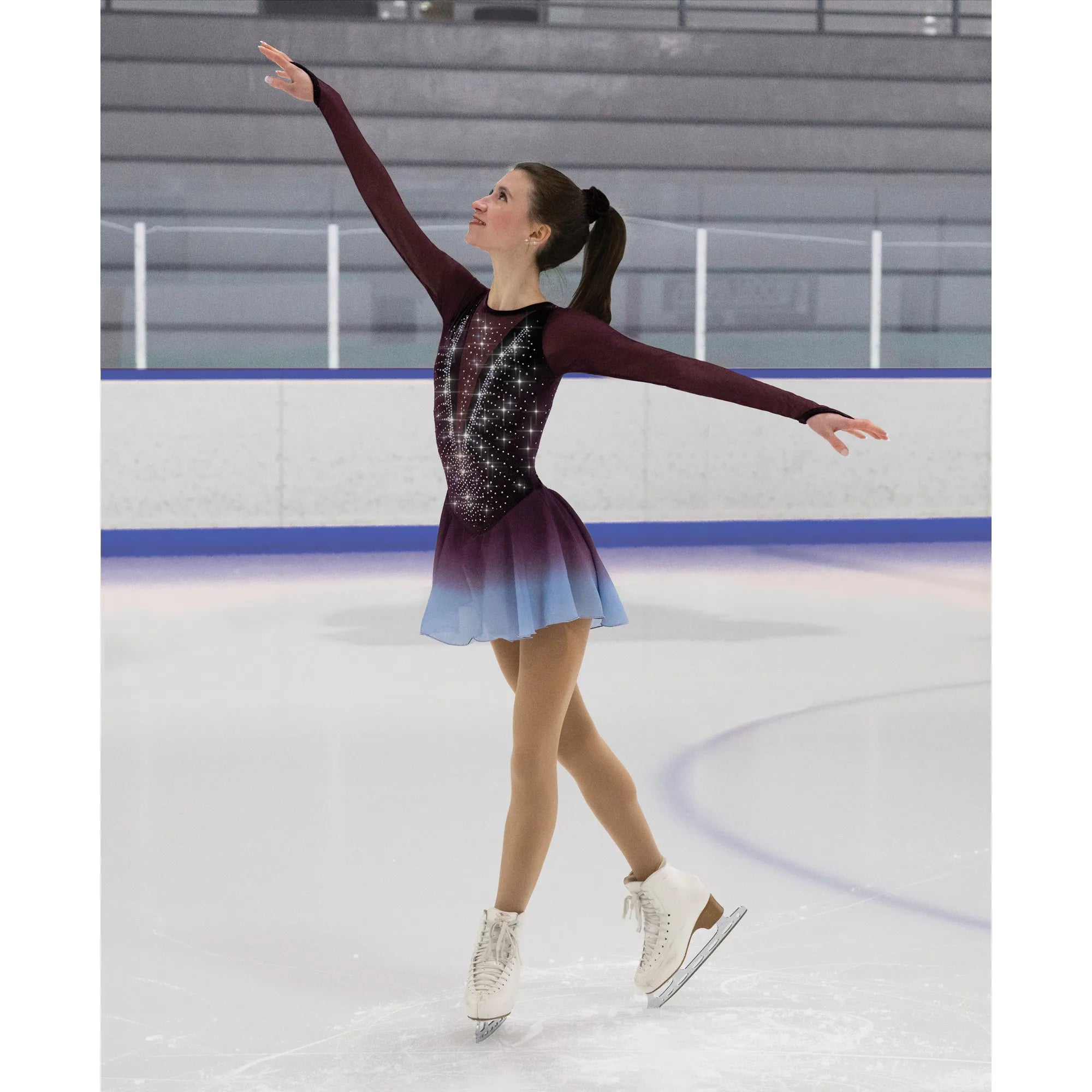 JR533-WN Freeze Figure Skating Dress Wine Freeze