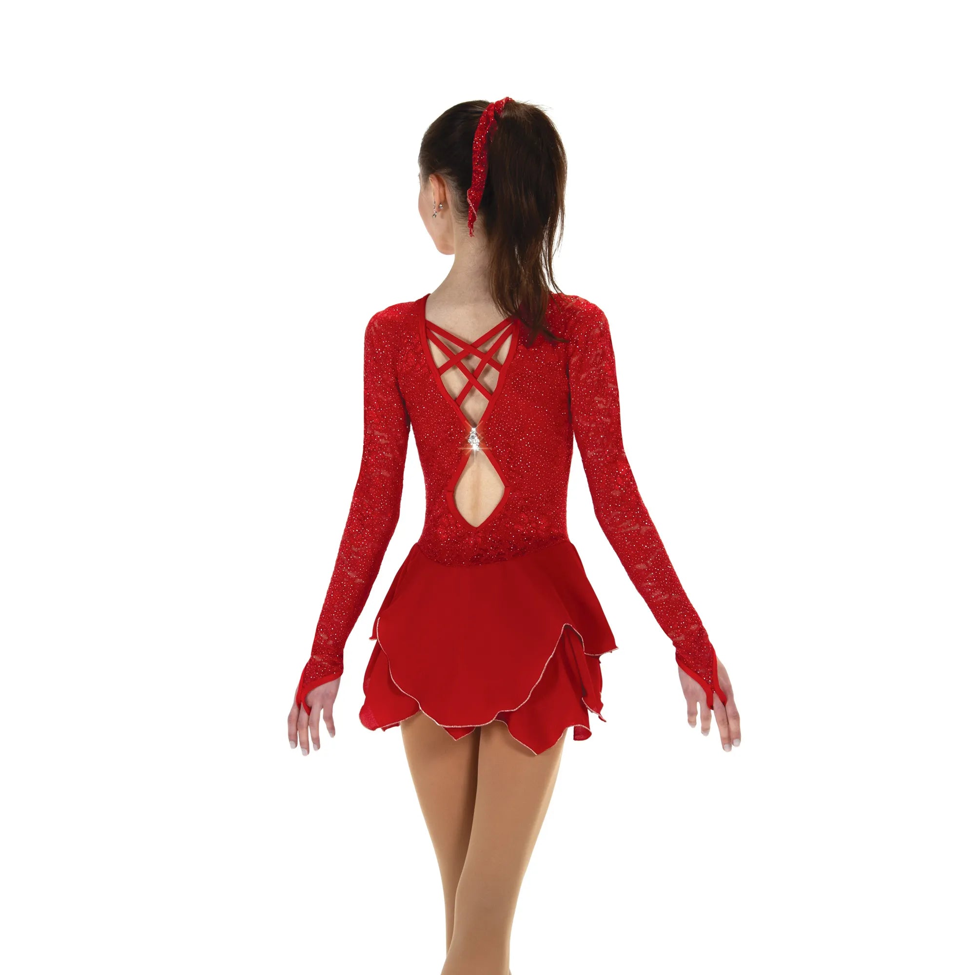 JR545-RR Lace Lives On Figure Skate Dress - Ruby Red