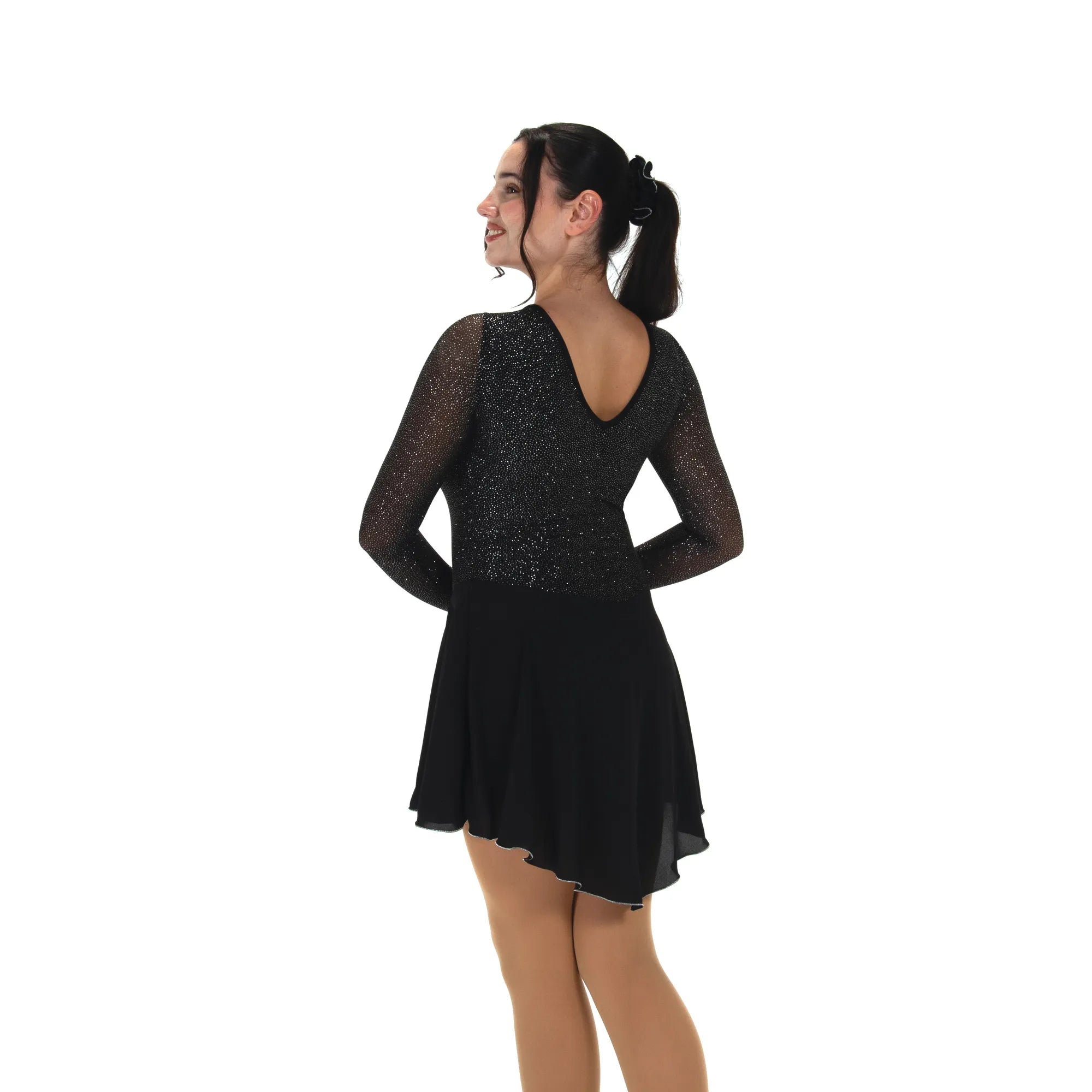 JR569-BS Silver Dust Figure Skating Dress Black Star