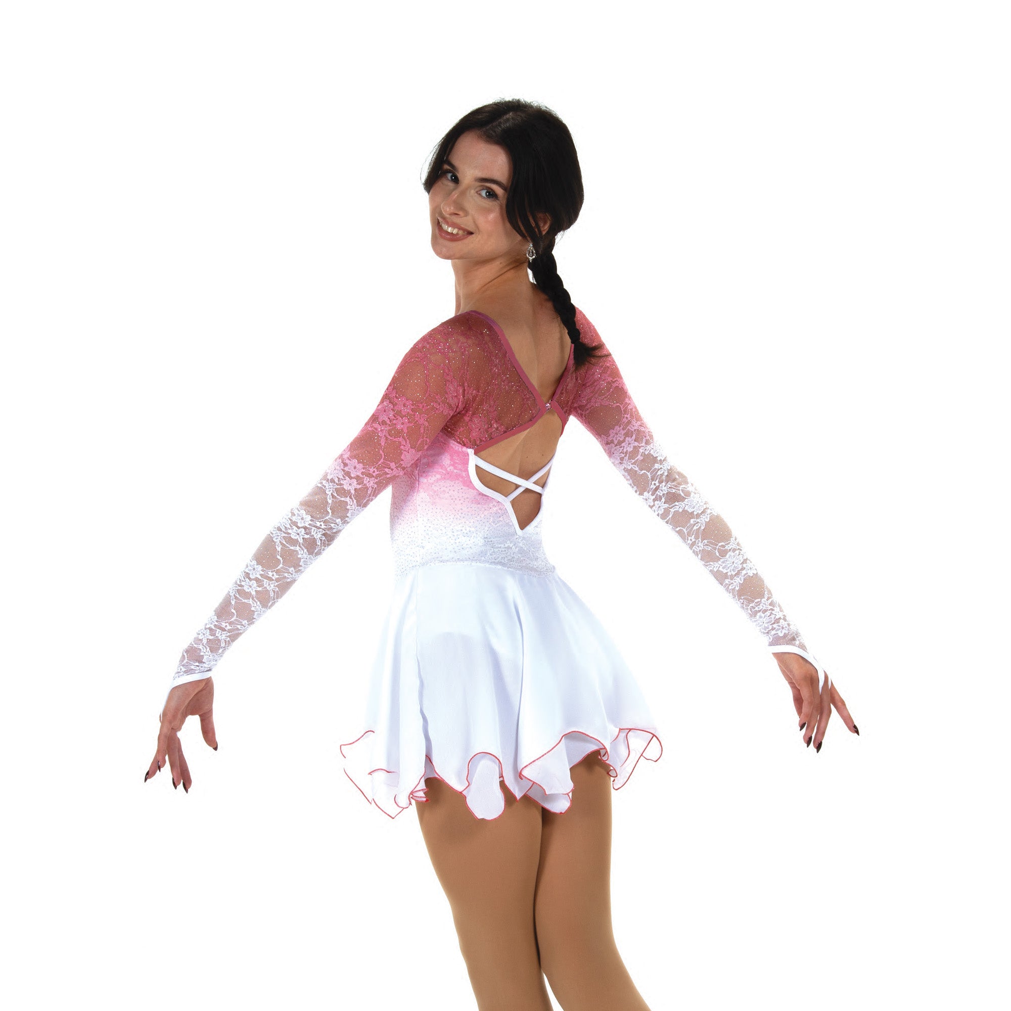 JR578 Petals in the Snow Figure Skating Dress