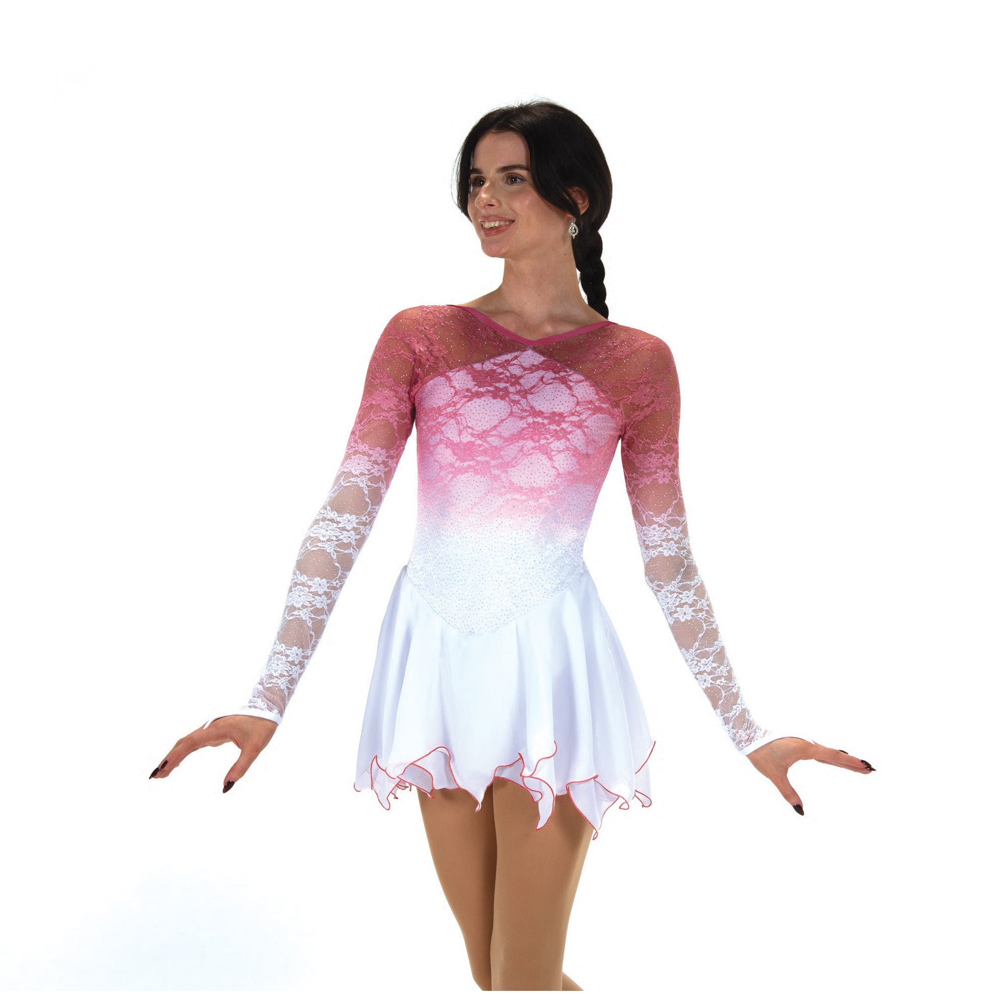 JR578 Petals in the Snow Figure Skating Dress