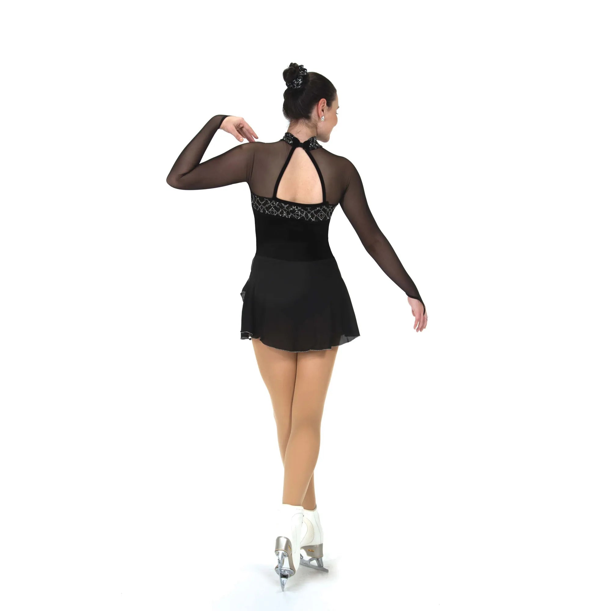 JR596-B Crystal Fanfare Figure Skate Dress - Black