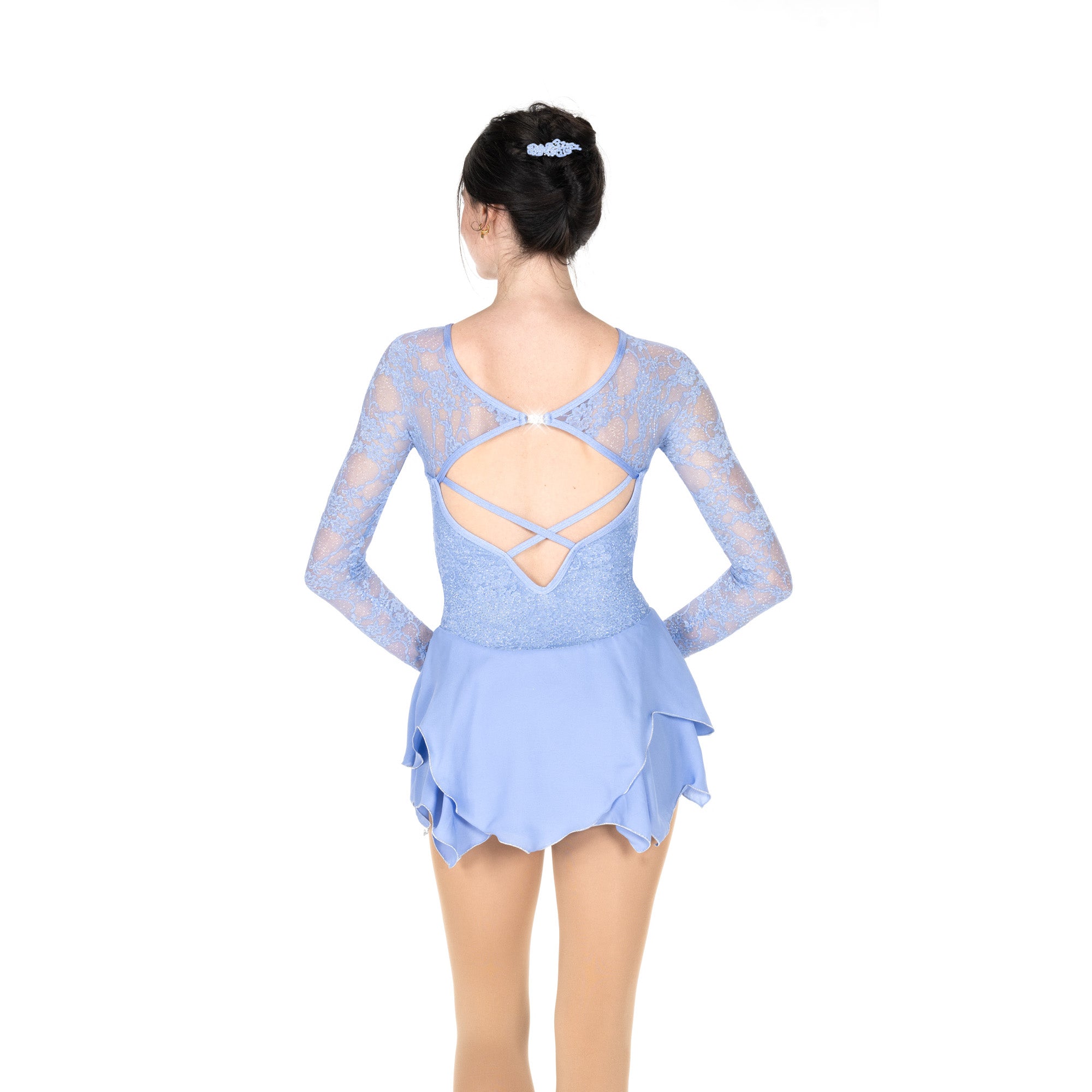 JR597-BM Lady in Lace Figure Skating Dress Blue Mist