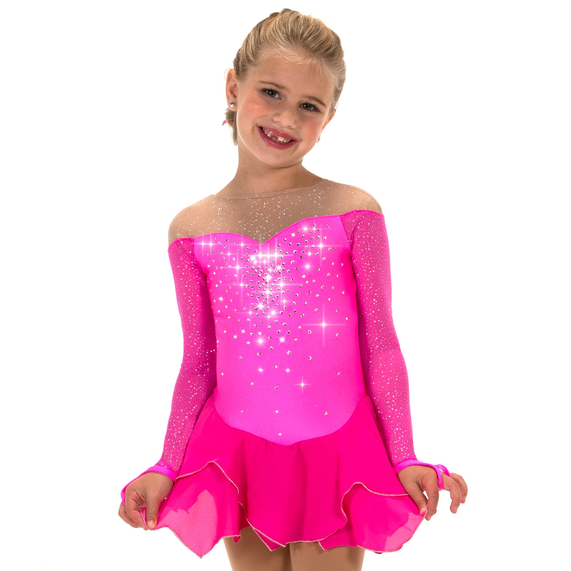 JR604-PG Compelling Figure Skate Dress – Pink Glow