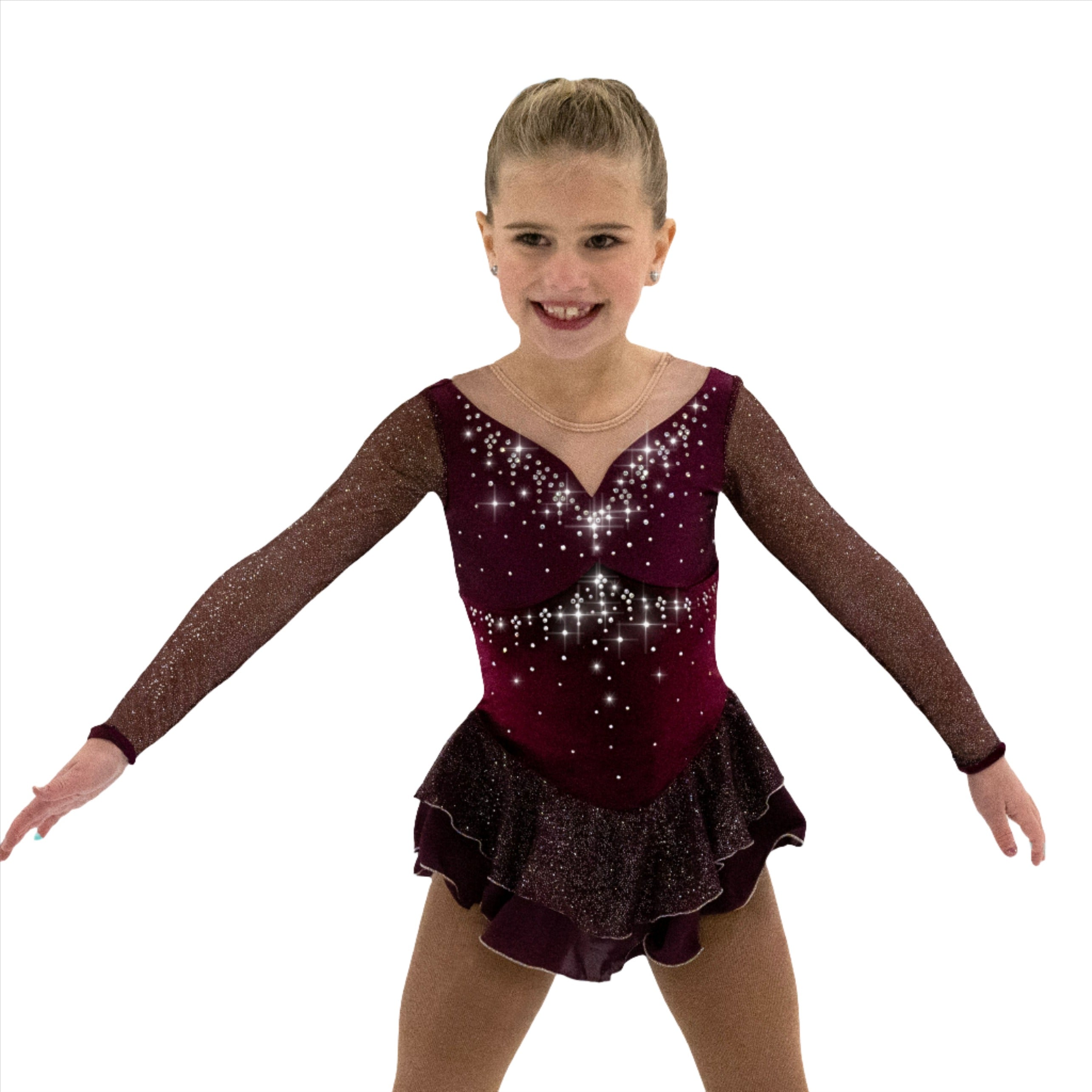 JR611 Embellishment Figure Skate Dress front view