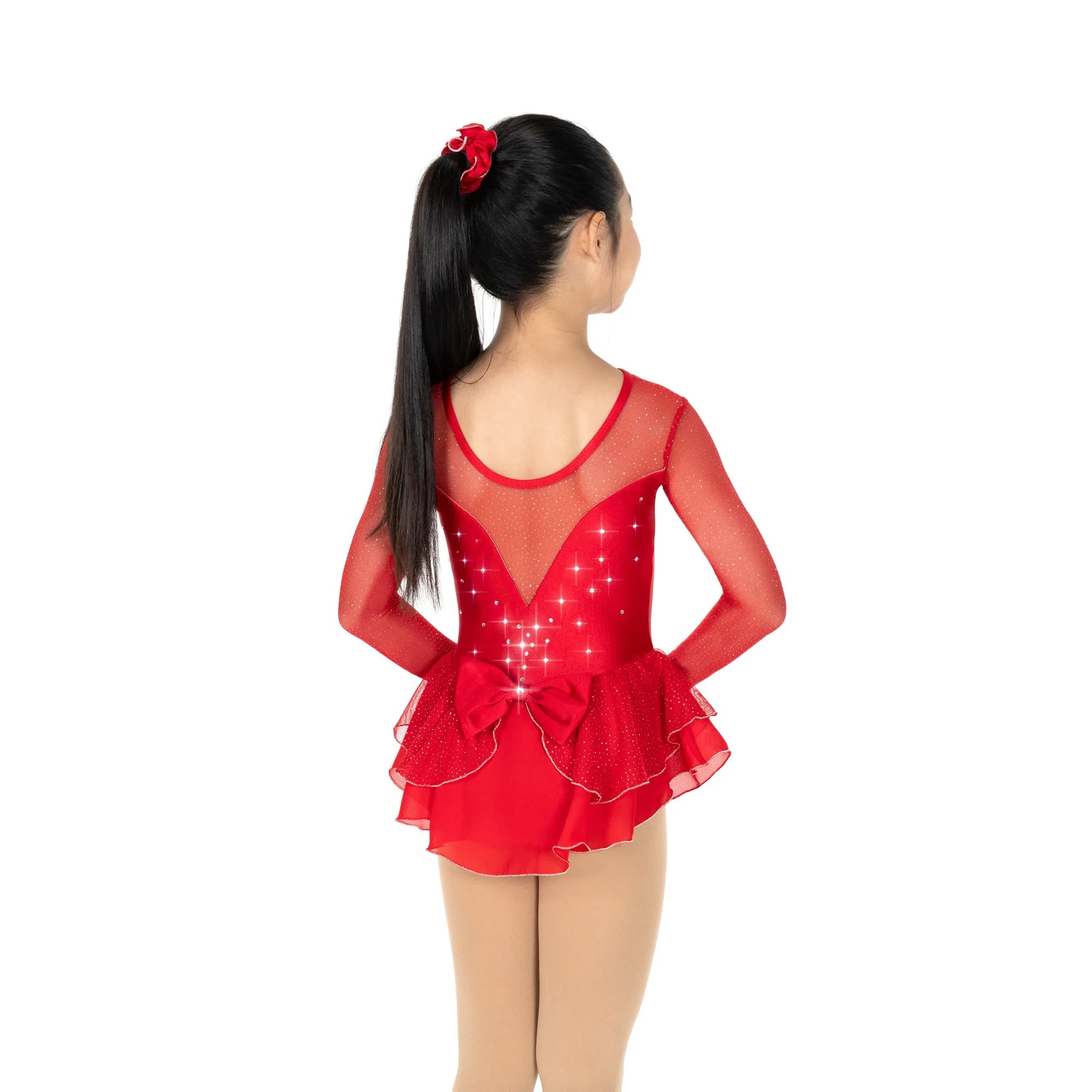 JR614-RD Crystal Kisses Figure Skate Dress -Red