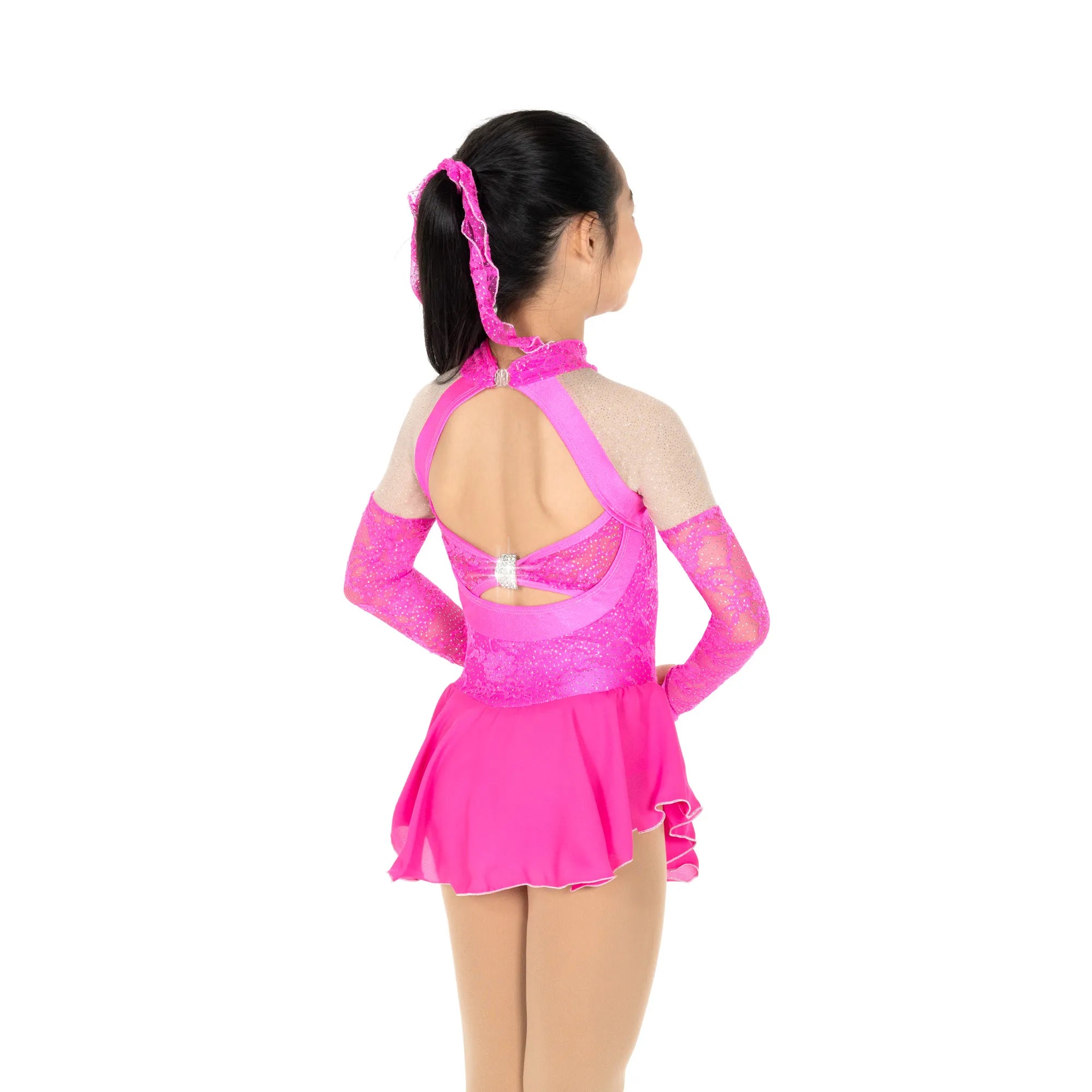 JR627-PG Opera Gloves Figure Skate Dress – Pink Glow