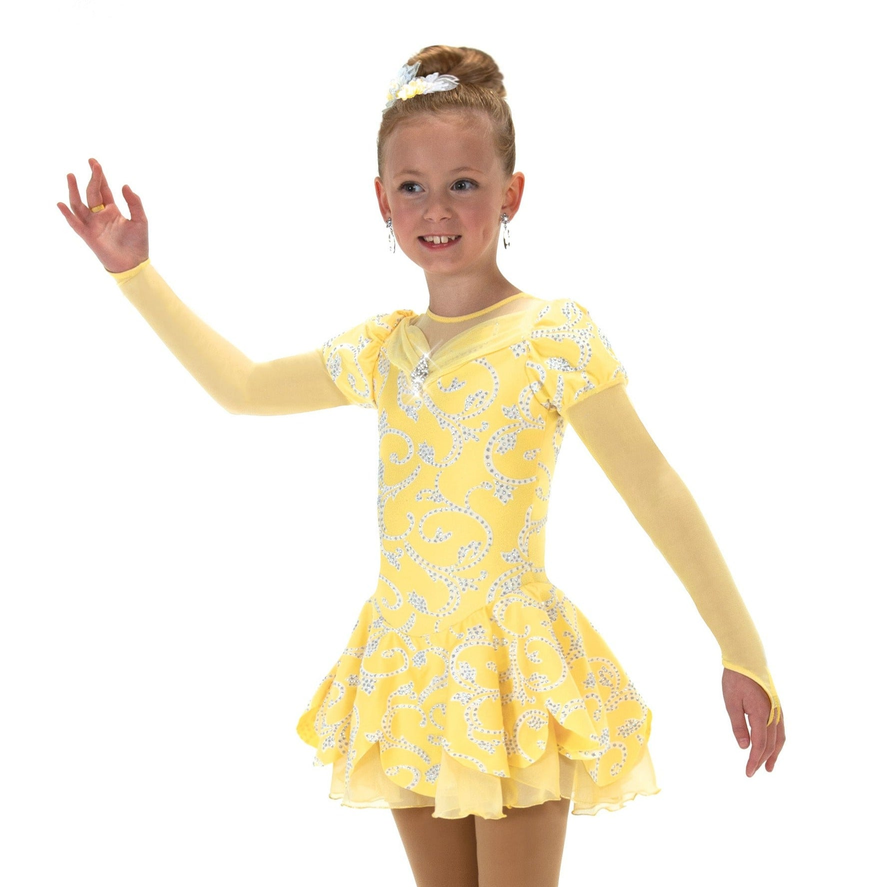 JR635 Lemon Chiffon Figure Skate Dress front view