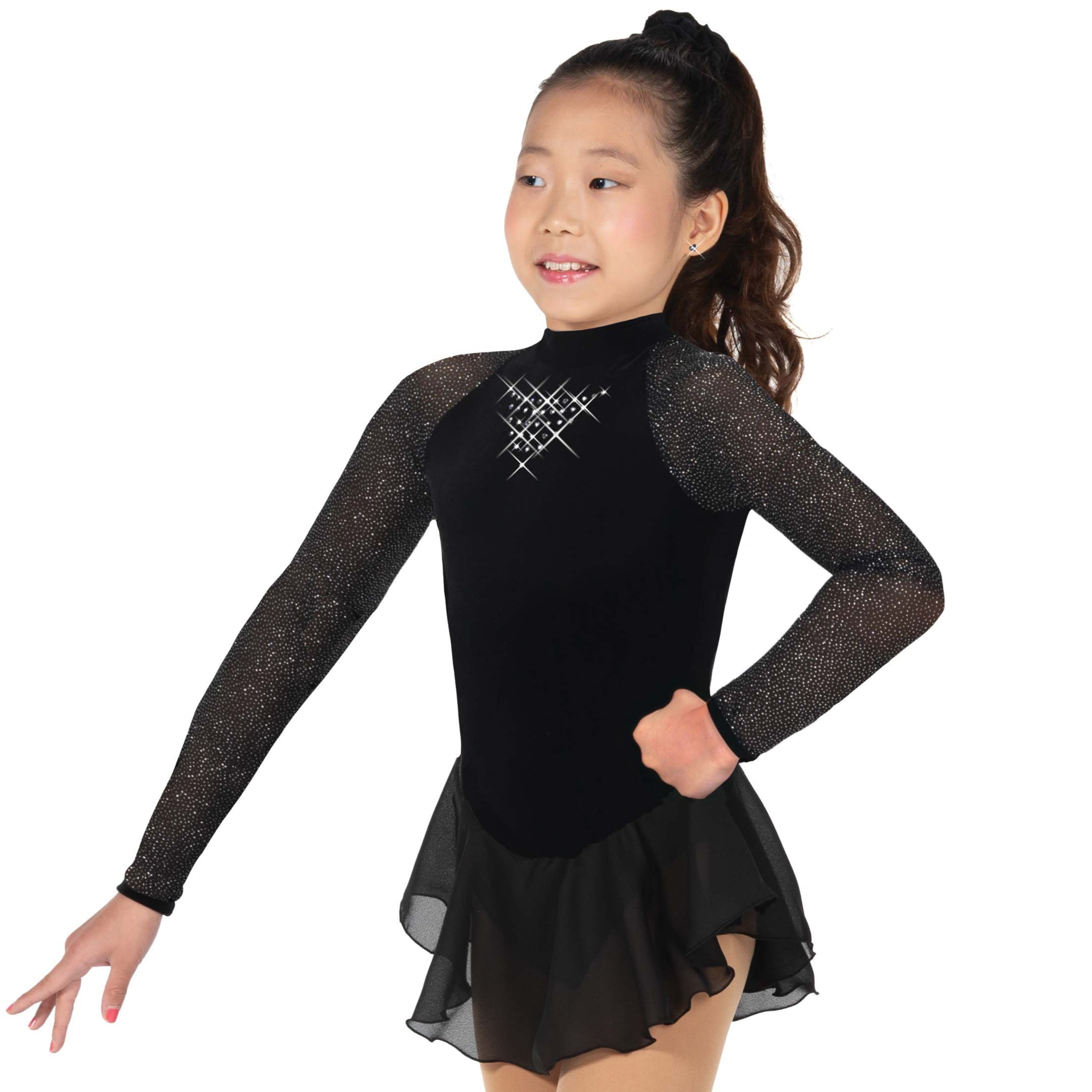 Jet Black Starbrite Figure Skate Dress front view