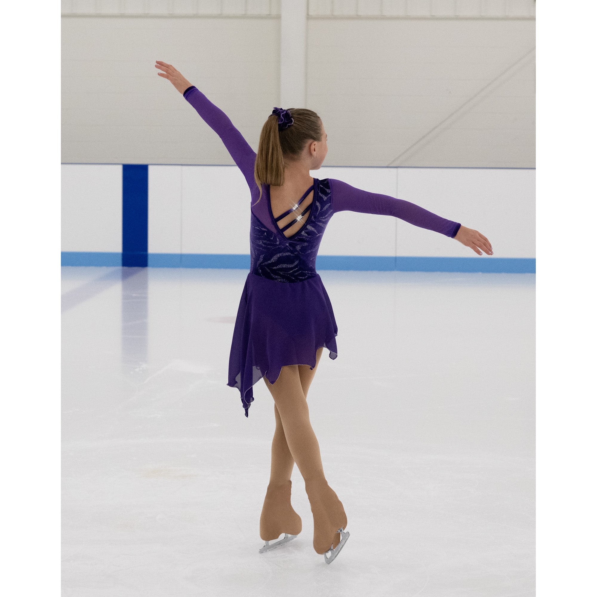JR651 Purple Plunge Figure Skating Dress