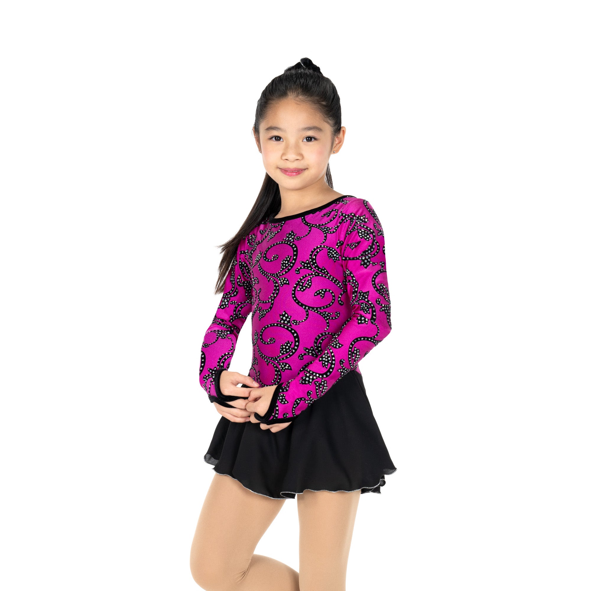 JR653-P Triple Twirl Figure Skating Dress Pink