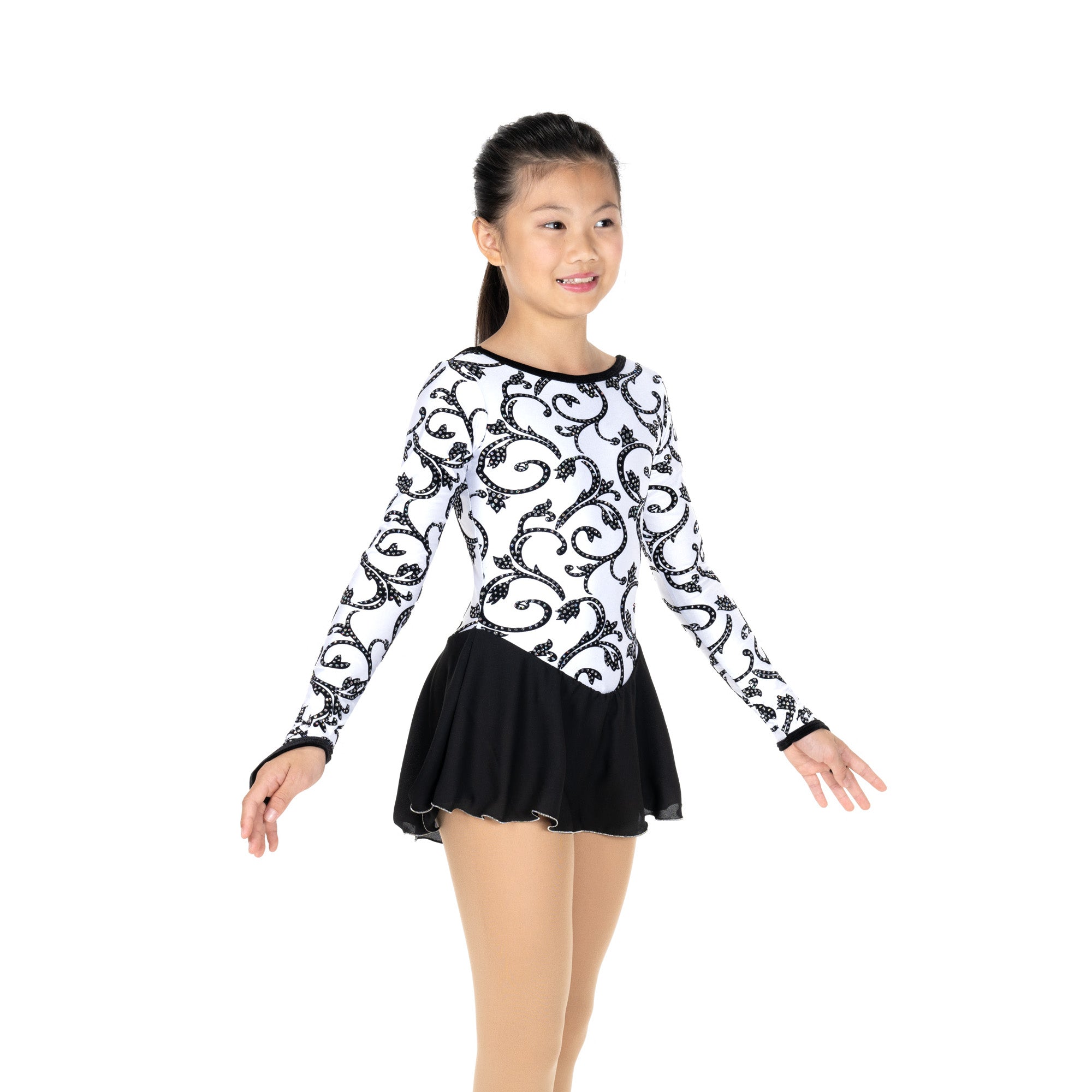 JR653-W Triple Twirl Figure Skating Dress White