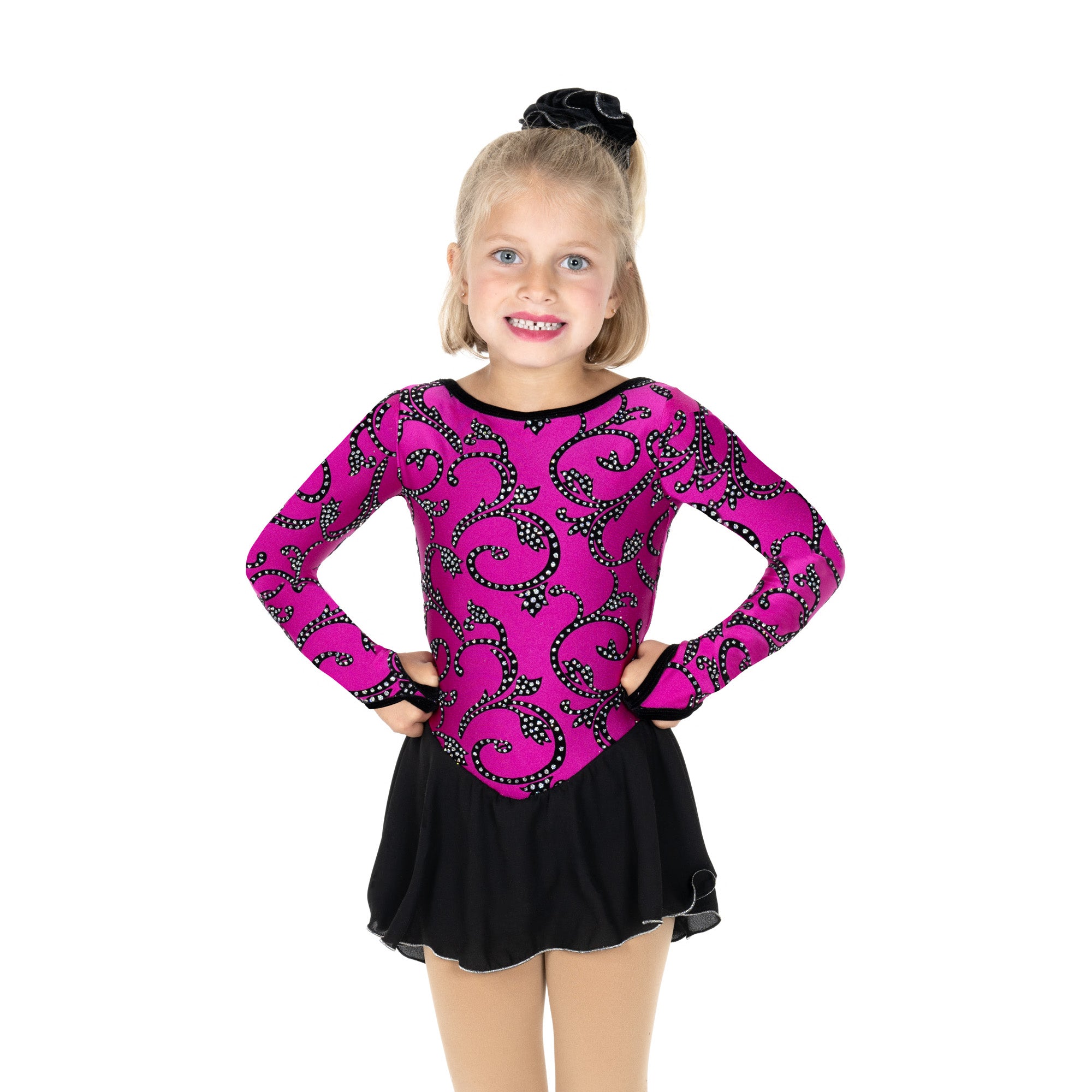 JR653-P Triple Twirl Figure Skating Dress Pink