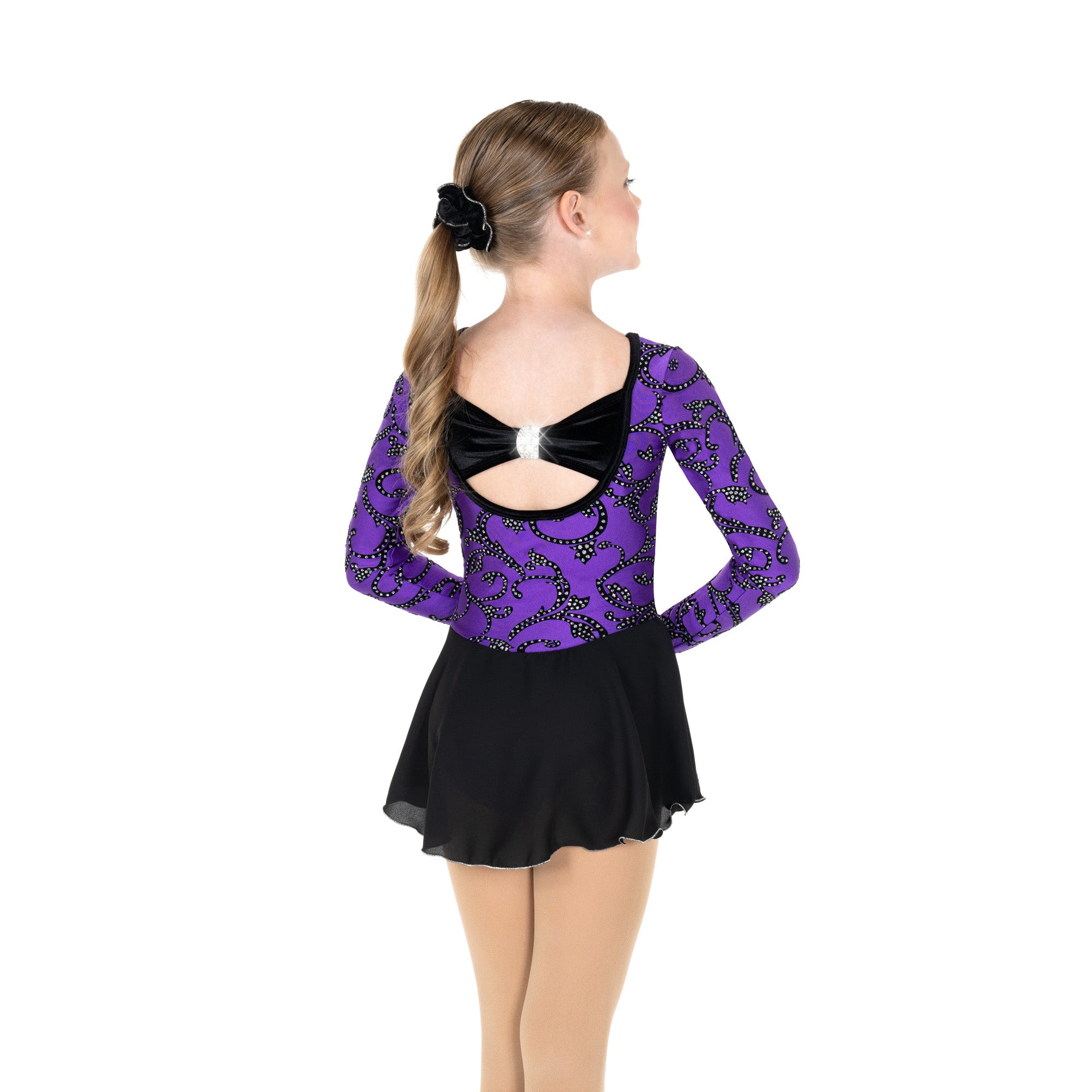 JR653-PU Triple Twirl Figure Skating Dress Purple