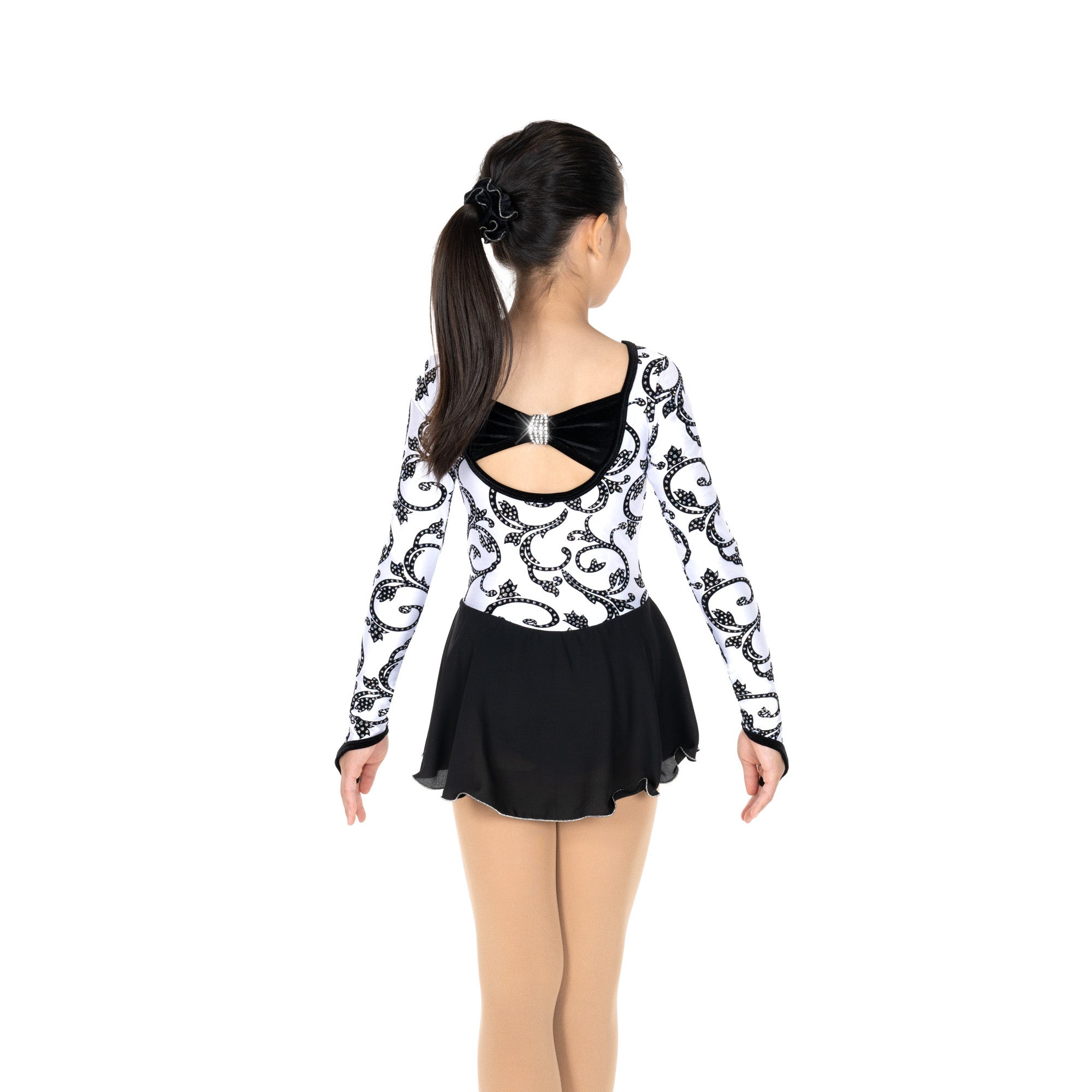 JR653-W Triple Twirl Figure Skating Dress White