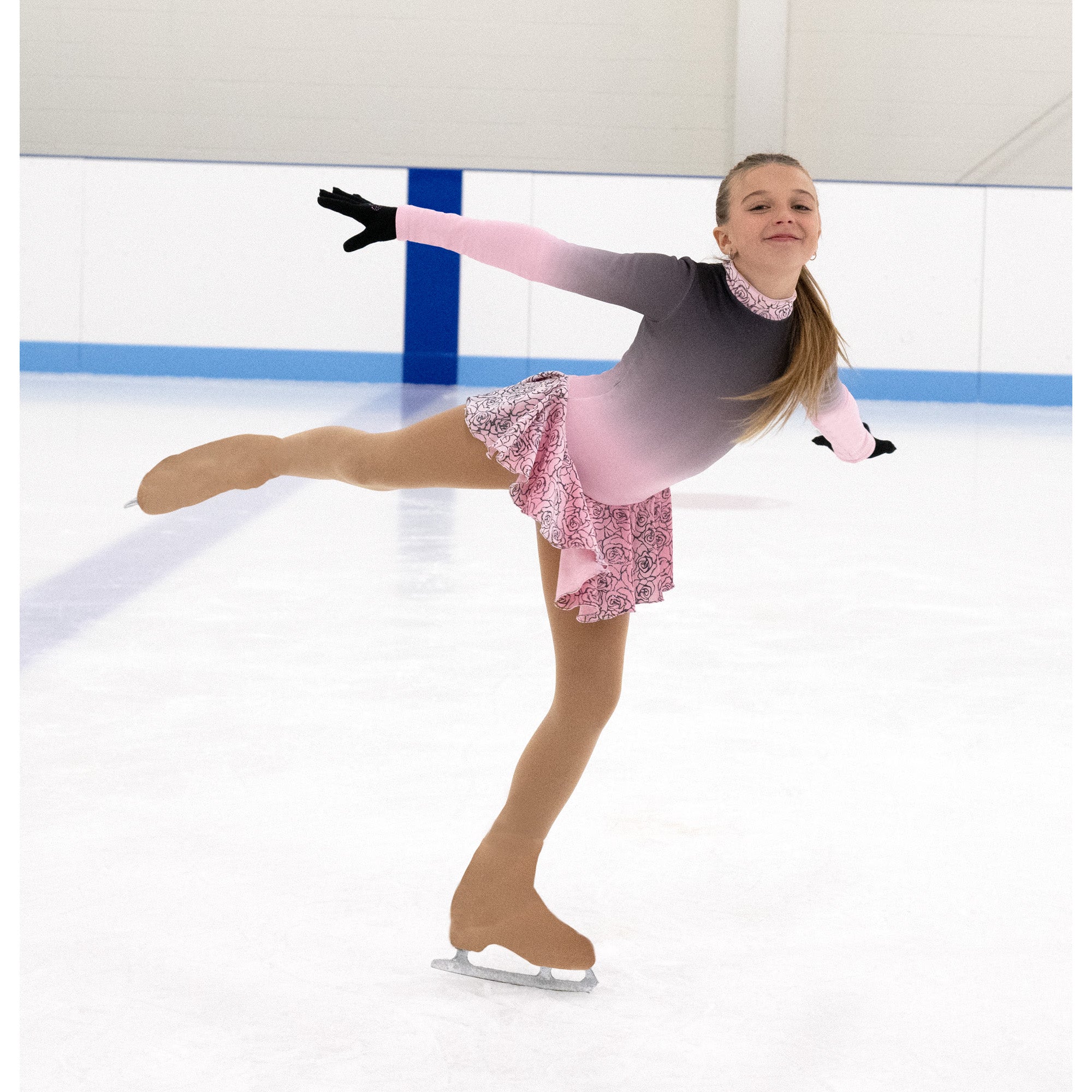 Robe de patinage artistique en polaire Rosy Cozy JR692-BL, rose poudré