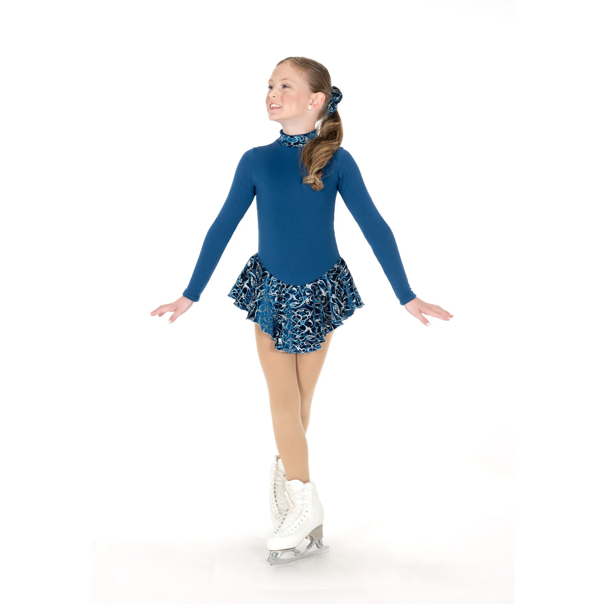 JR696-OT Fancy Fleece Figure Skate Dress - Ocean Teal