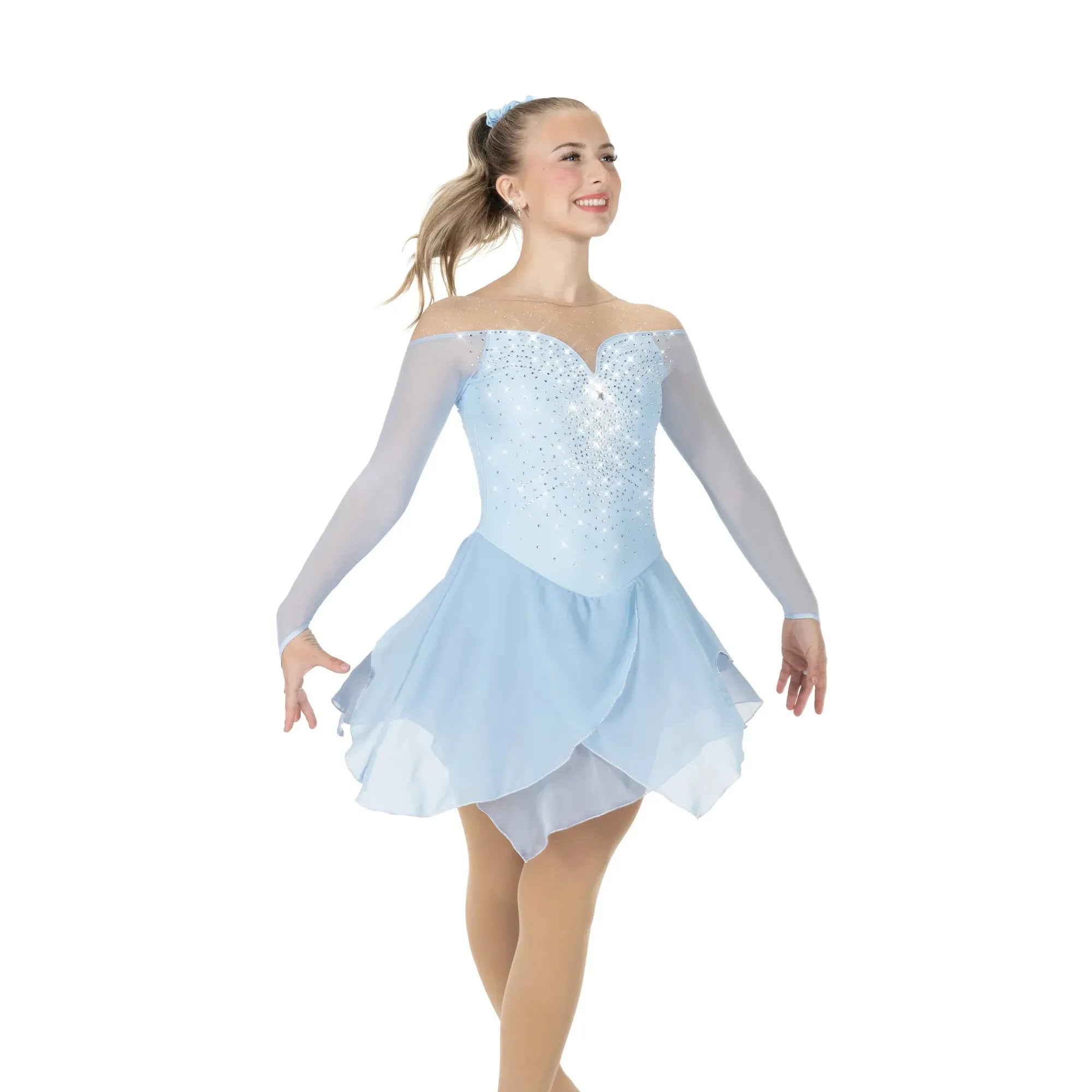 AA006-CB Dripping Diamonds Dress - Crystal Blue
