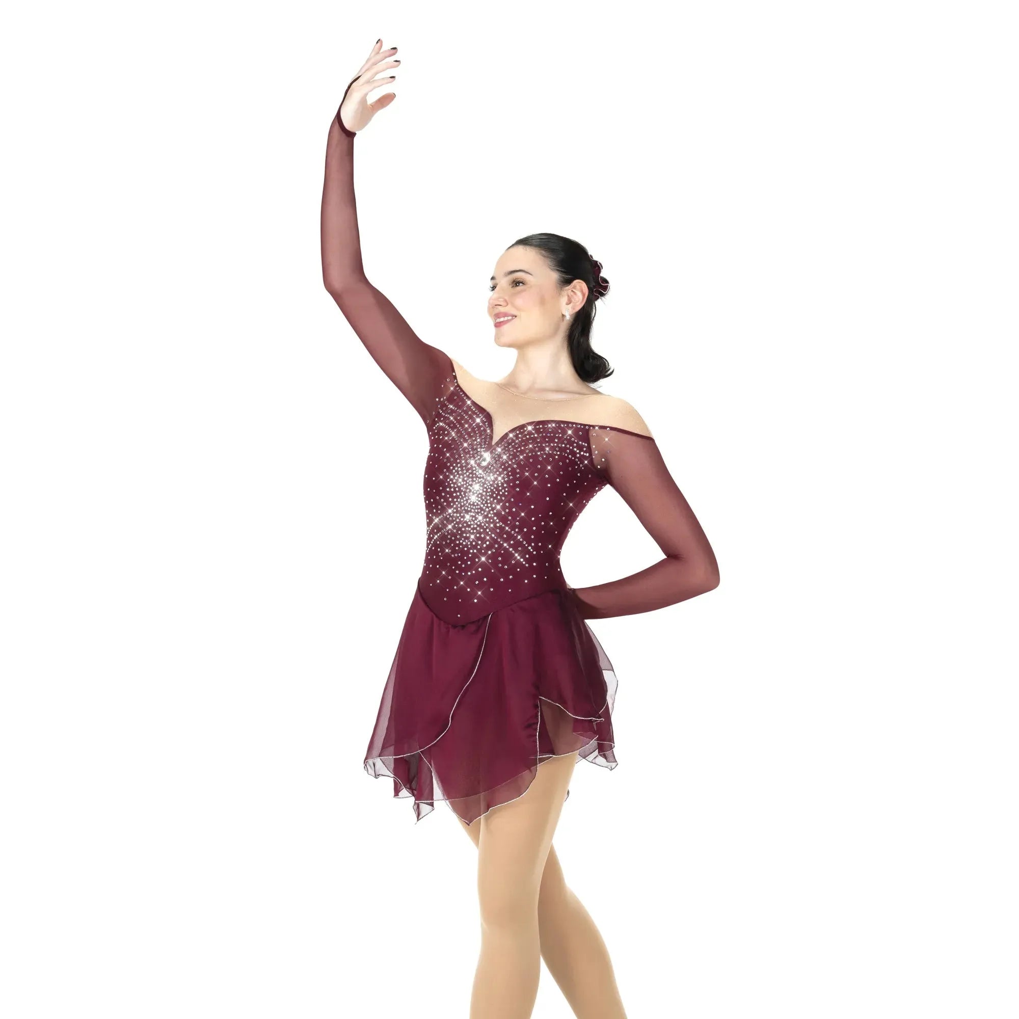 AA006-W Dripping Diamonds Dress - Wine