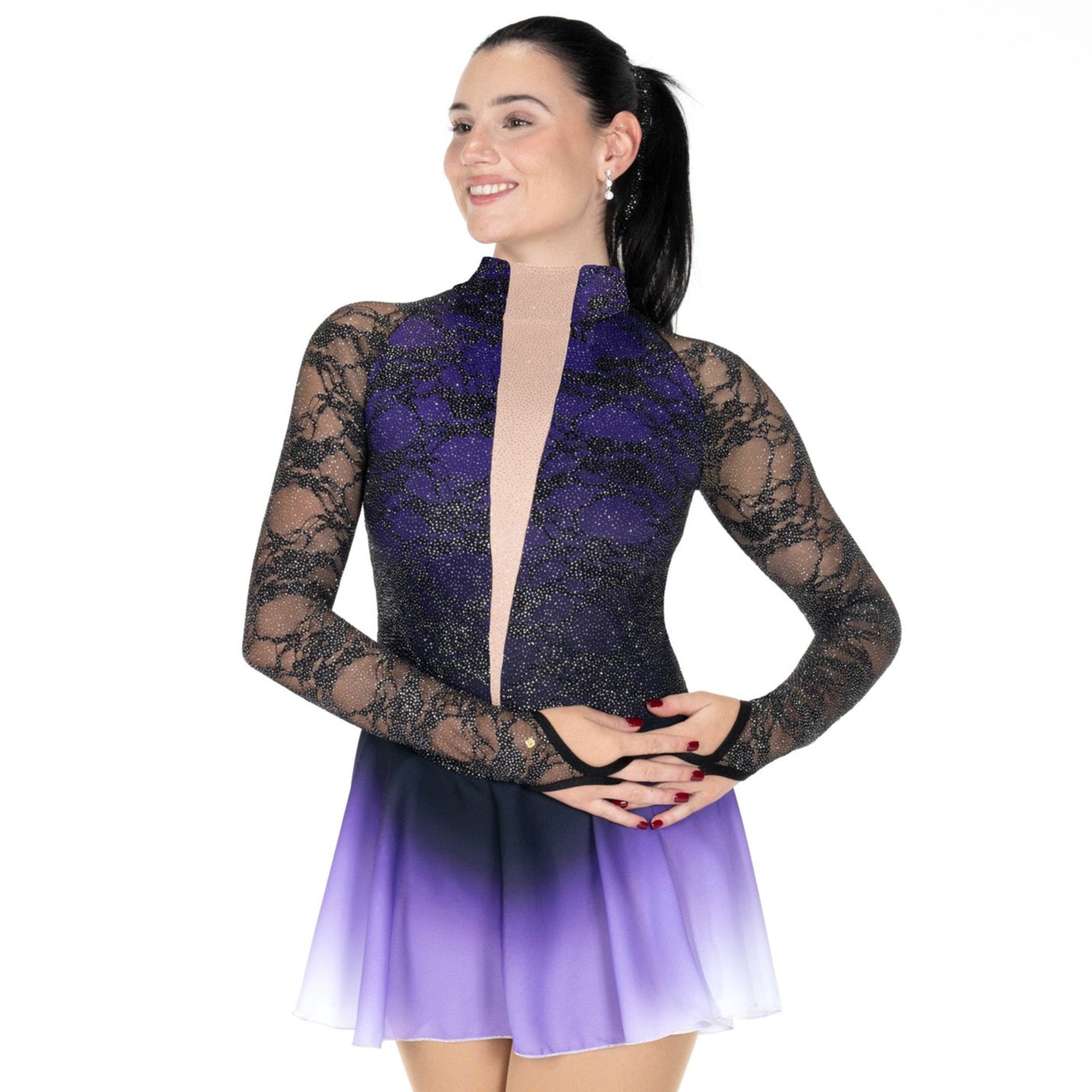 AA018 Ebony On Iris Figure Skate Dress