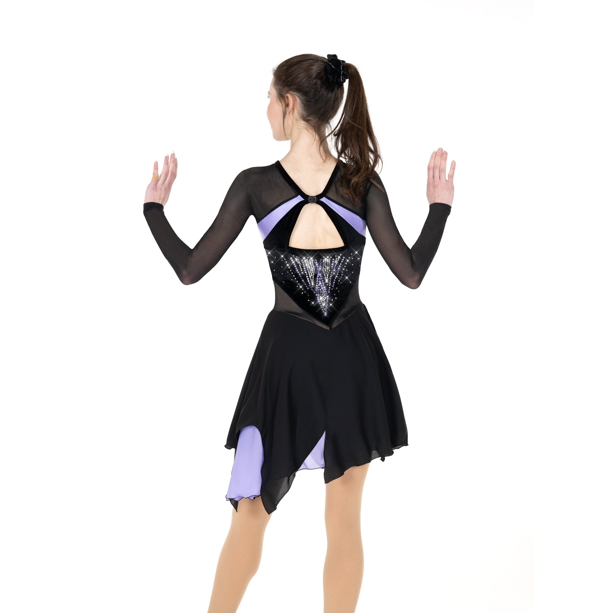 AA025-BLL Ice Deco Figure Skate Dress Black Lilac