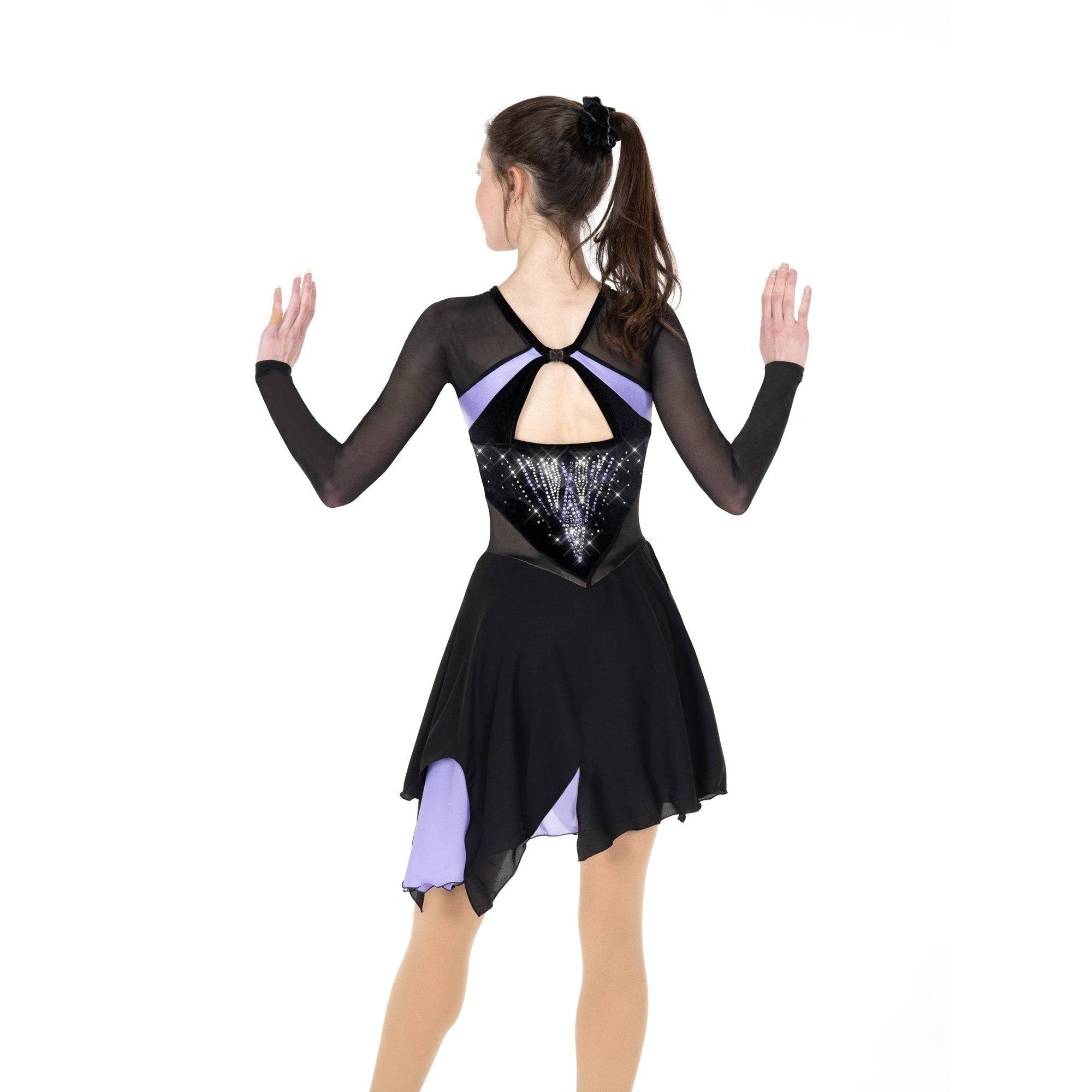 AA025-BLL Robe de patinage artistique Ice Deco Noir Lilas