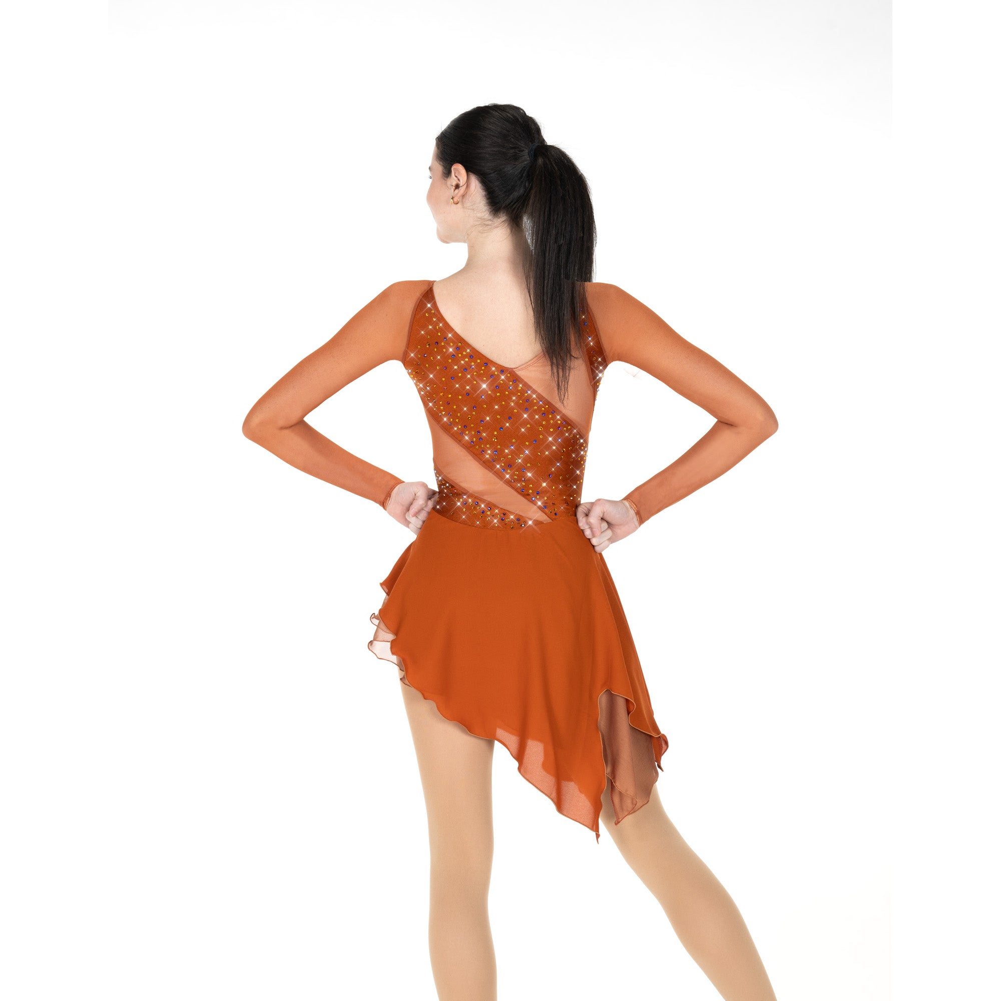 AA042-CP Mesh & Magic Figure Skate Dress Copper