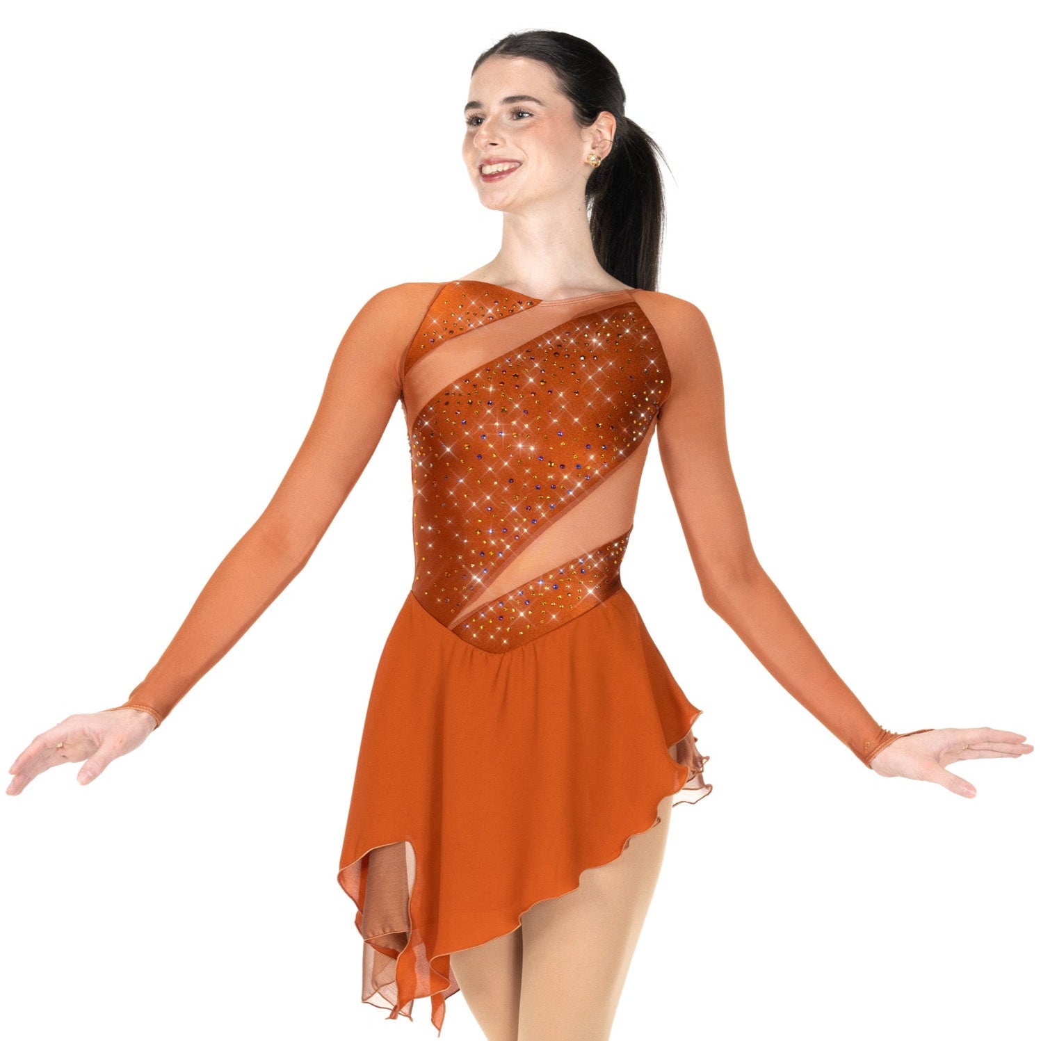 AA042-CP Mesh & Magic Figure Skate Dress Copper