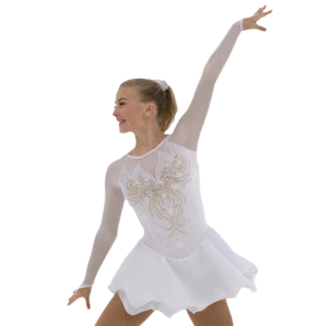 AA078 Whispers of Gold Figure Skate Dress