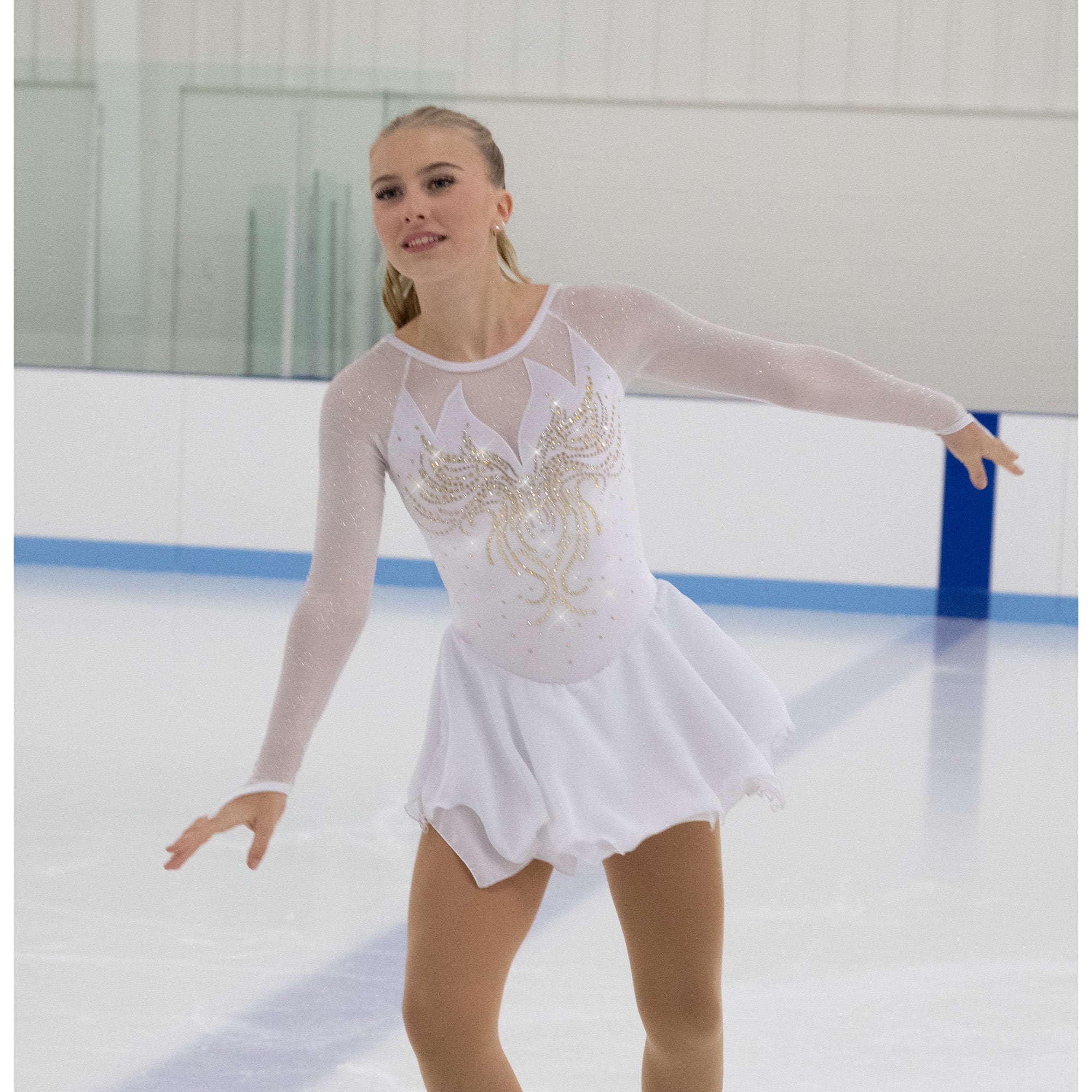AA078 Whispers of Gold Figure Skate Dress