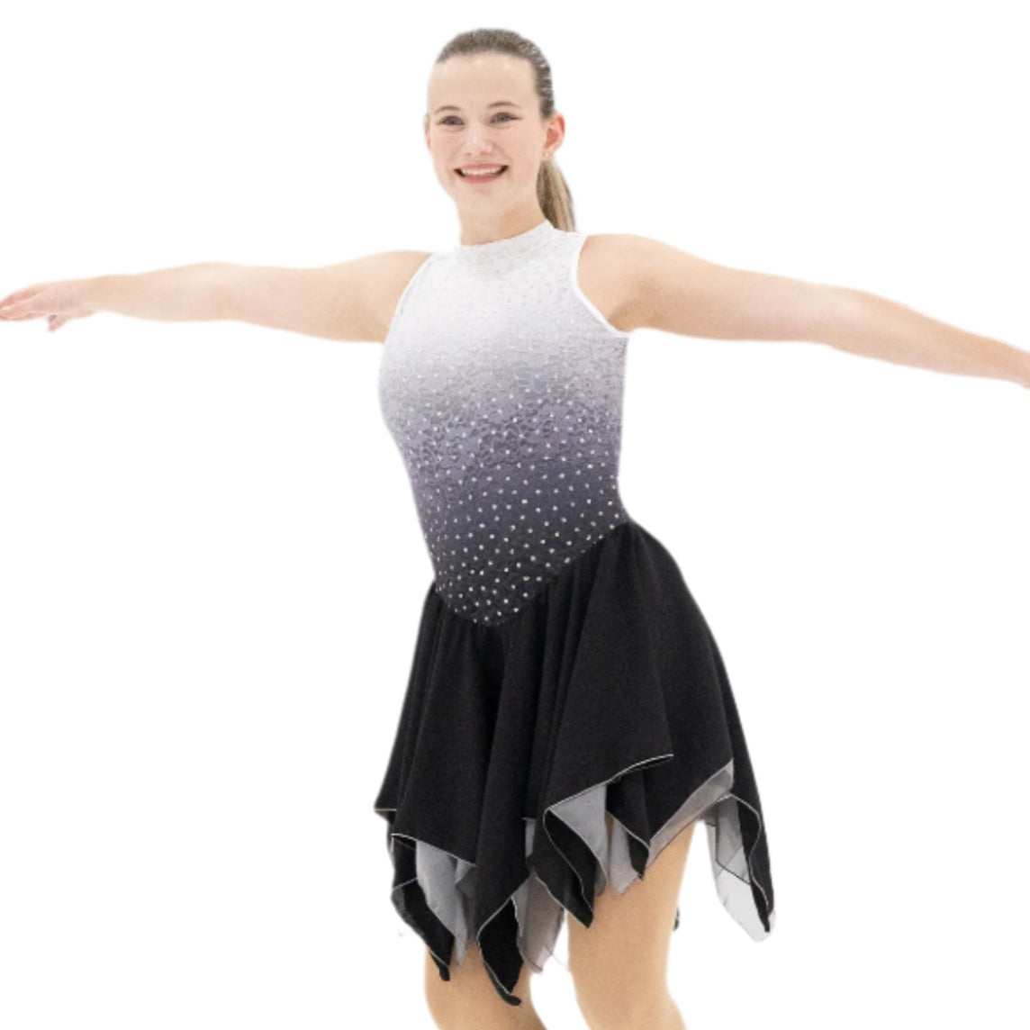 AD114 Dovetail Dance Dress - White Black