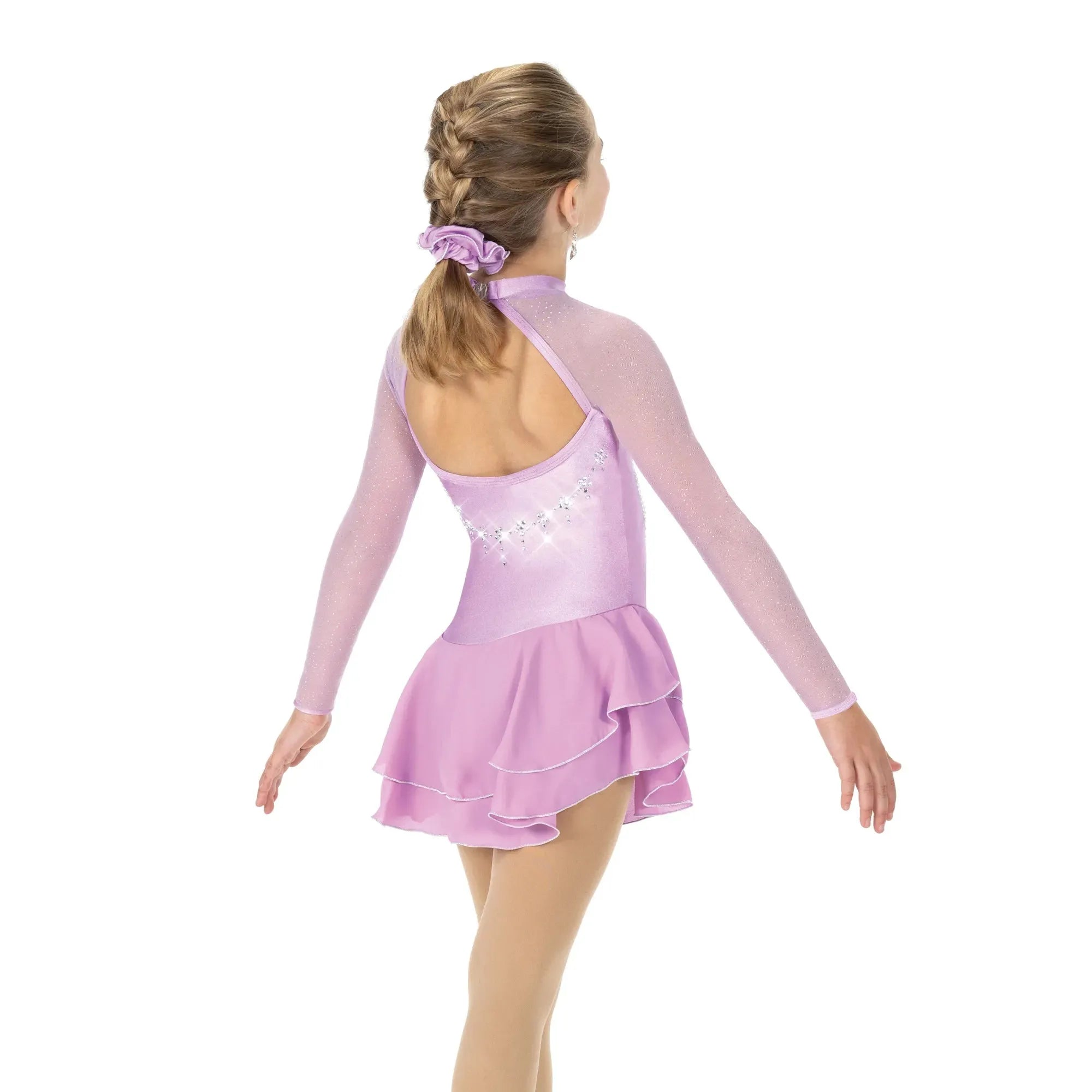 AJ347-PO Strands of Crystals Dress - Pale Orchid