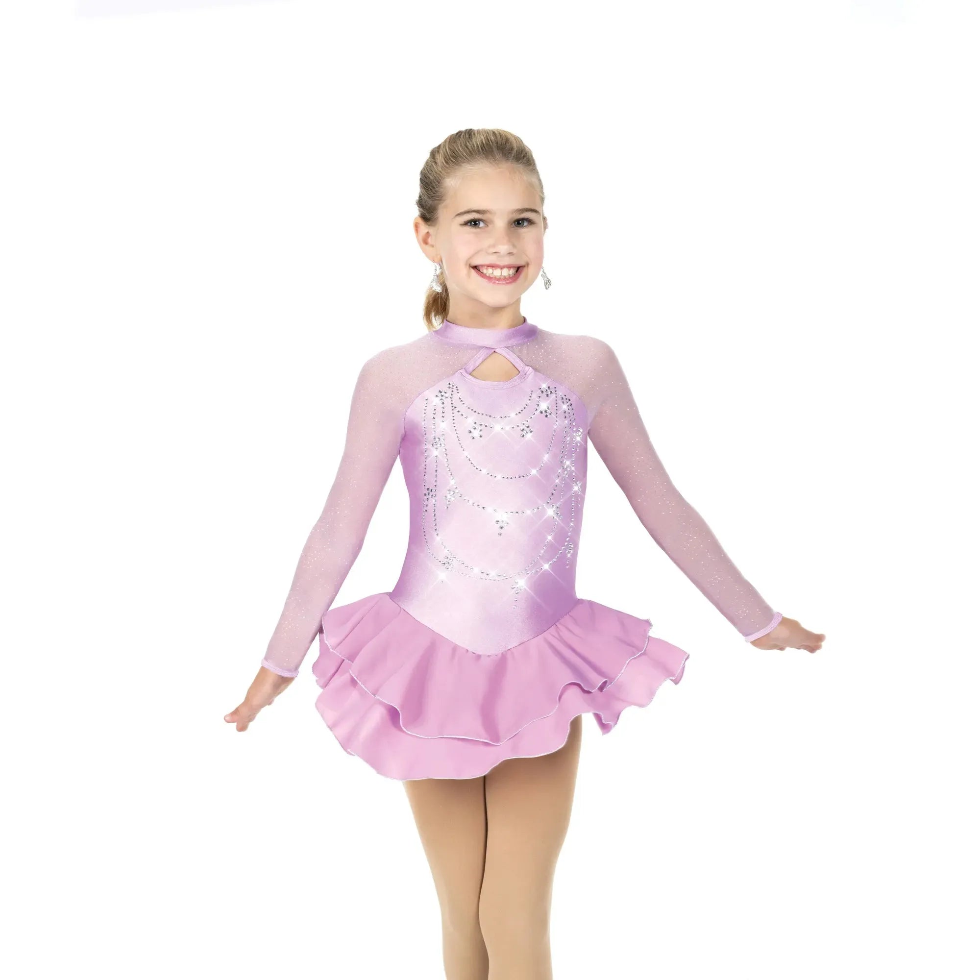 AJ347-PO Strands of Crystals Dress - Pale Orchid
