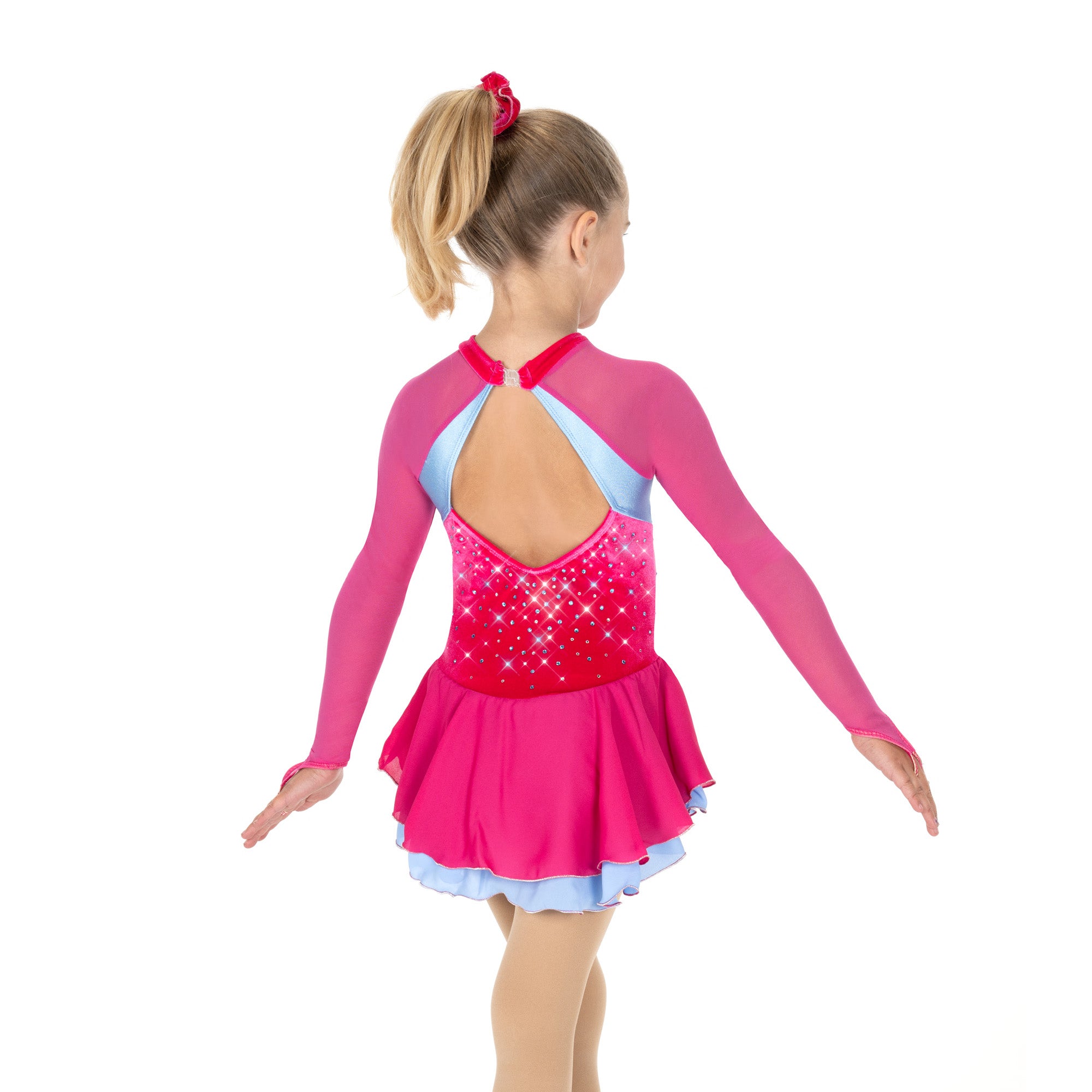 AJ350-PB Dazzle Duo Figure Skate Dress Pink Blue