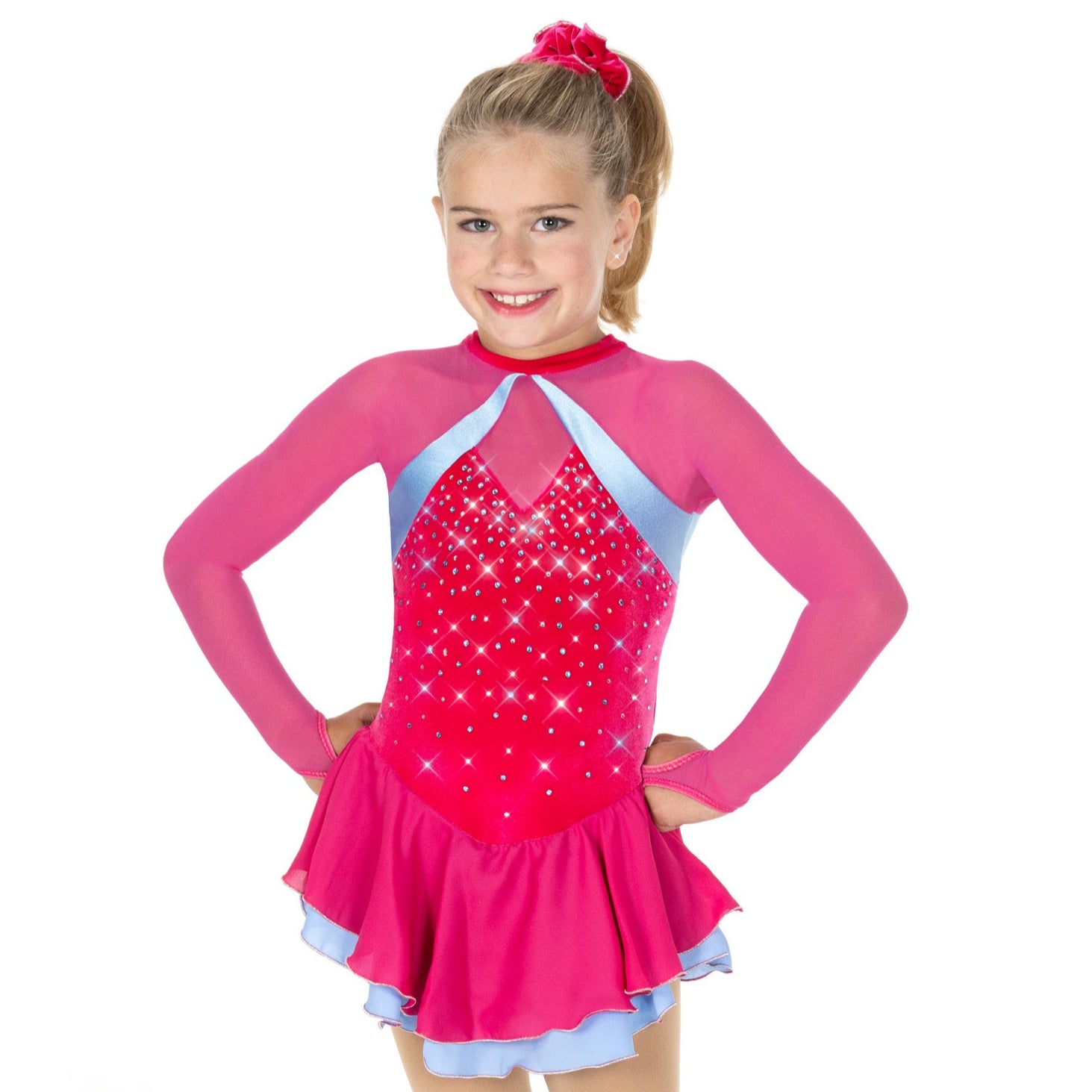 AJ350-PB Dazzle Duo Figure Skate Dress Pink Blue