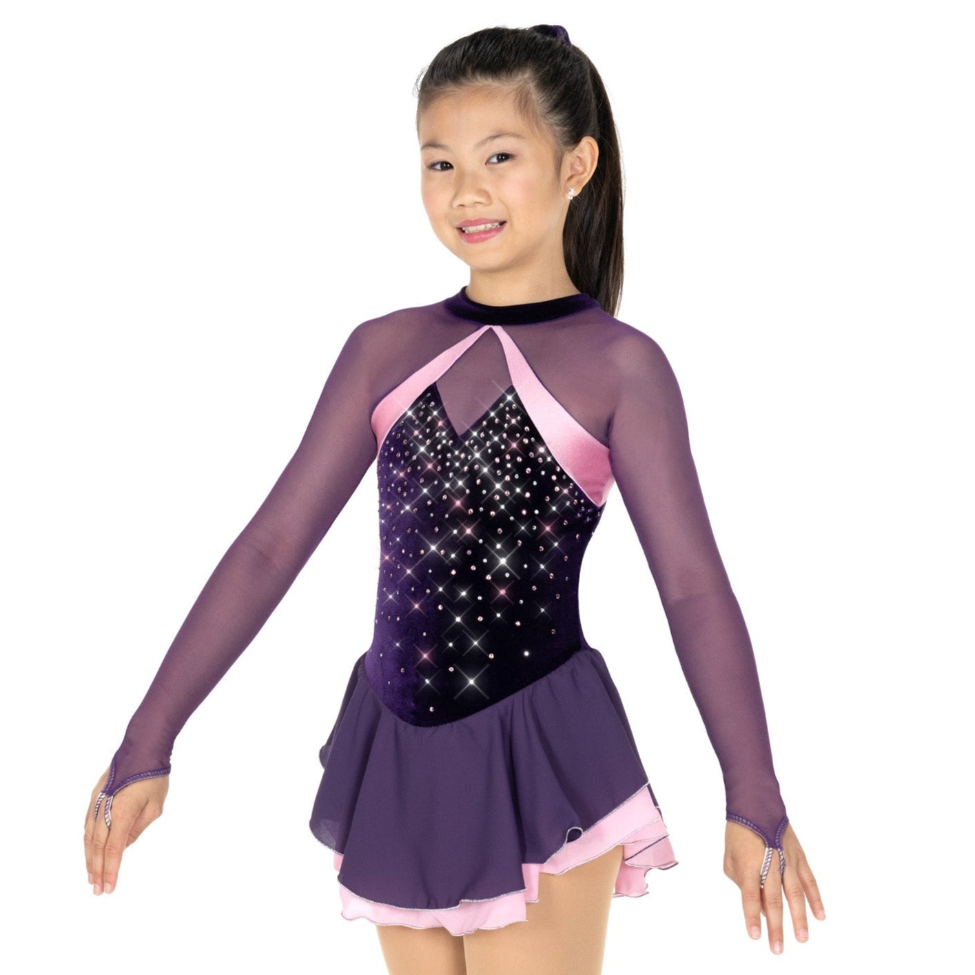 AJ350-PRP Dazzle Duo Figure Skate Dress Purple Pink