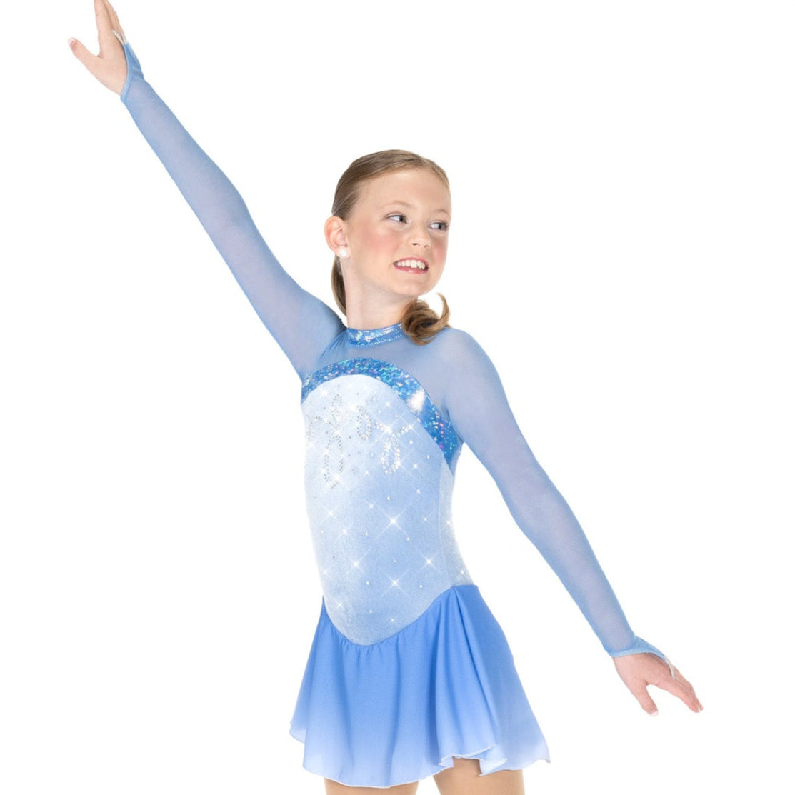 AJ355-PBL Ice Loops Figure Skate Dress Powder Blue