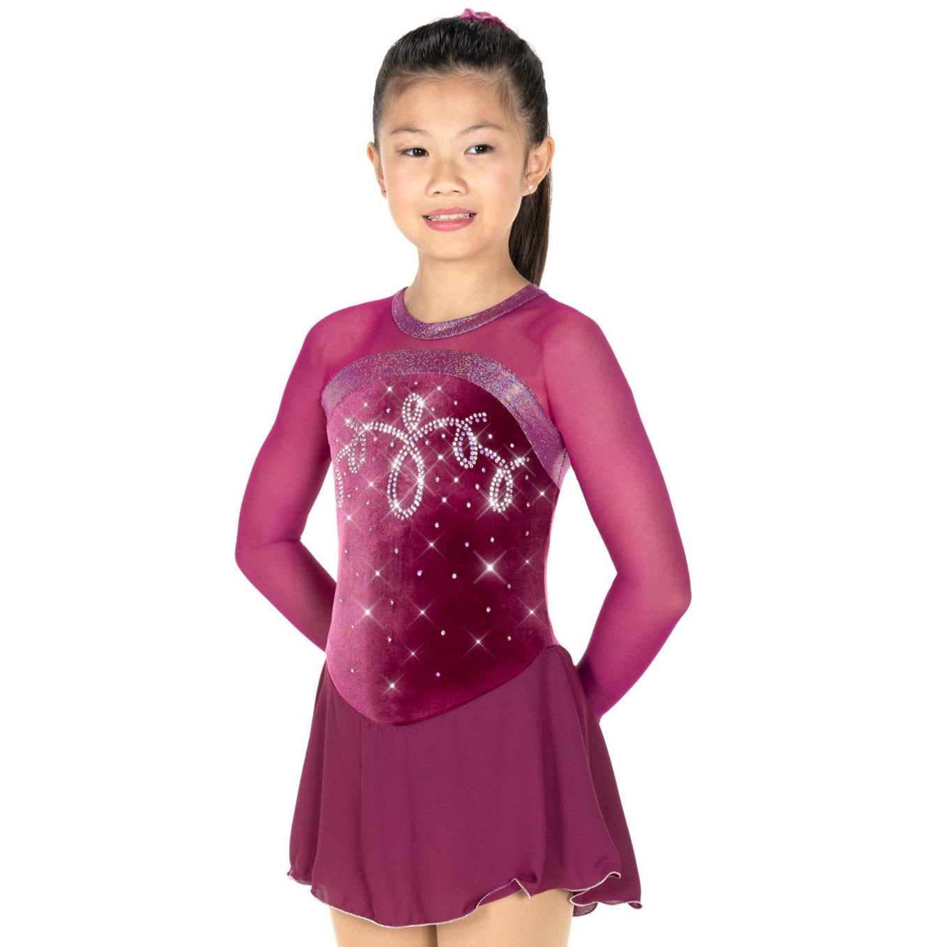 AJ355-SG Ice Loops Figure Skate Dress Sangria