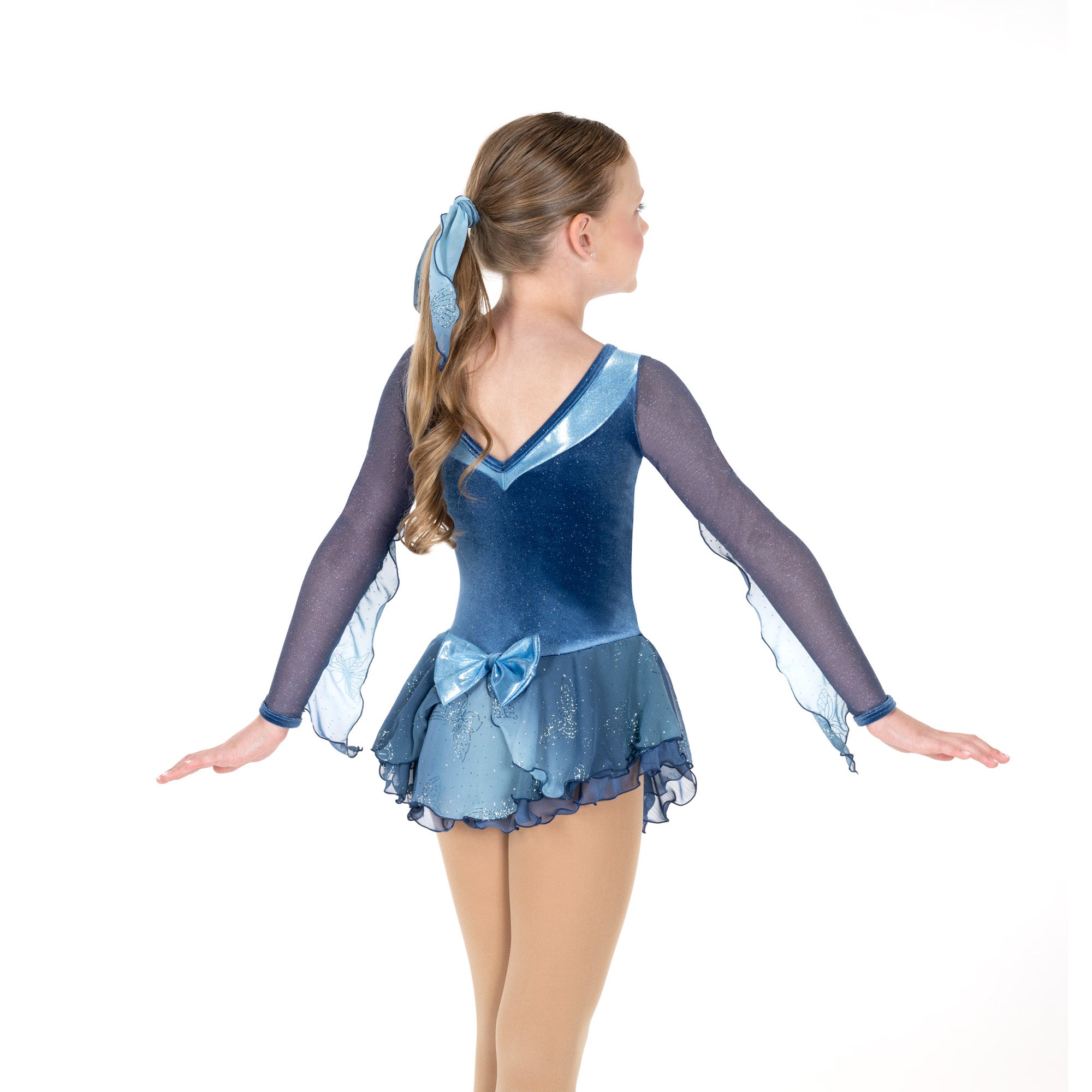 AJ361 Butterfly Blue Figure Skate Dress