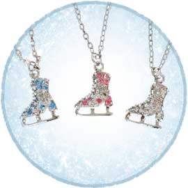 figure skate necklaces and pins