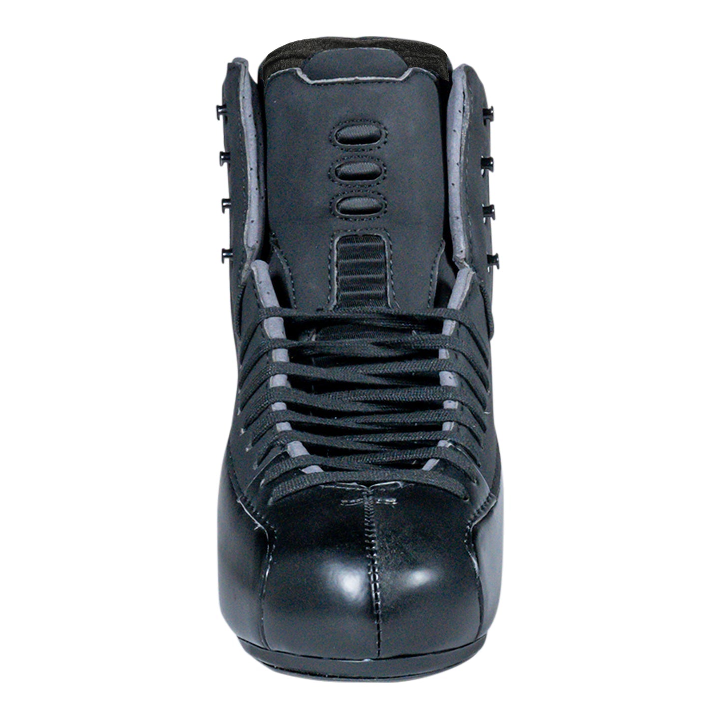 Front view of Jackson Mens Synergy Ignite PBX Figure Skate Boot showing symmetrical lace pattern and padded tongue.
