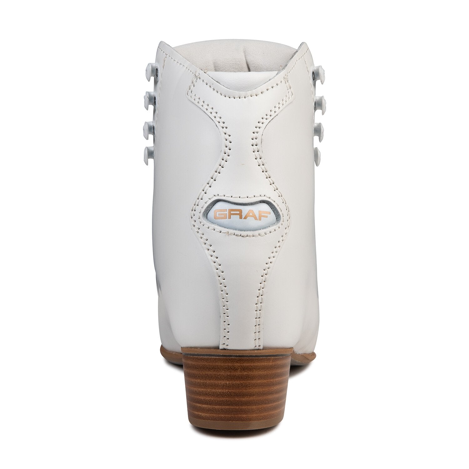 Back view of white Graf Edmonton Special skate boot