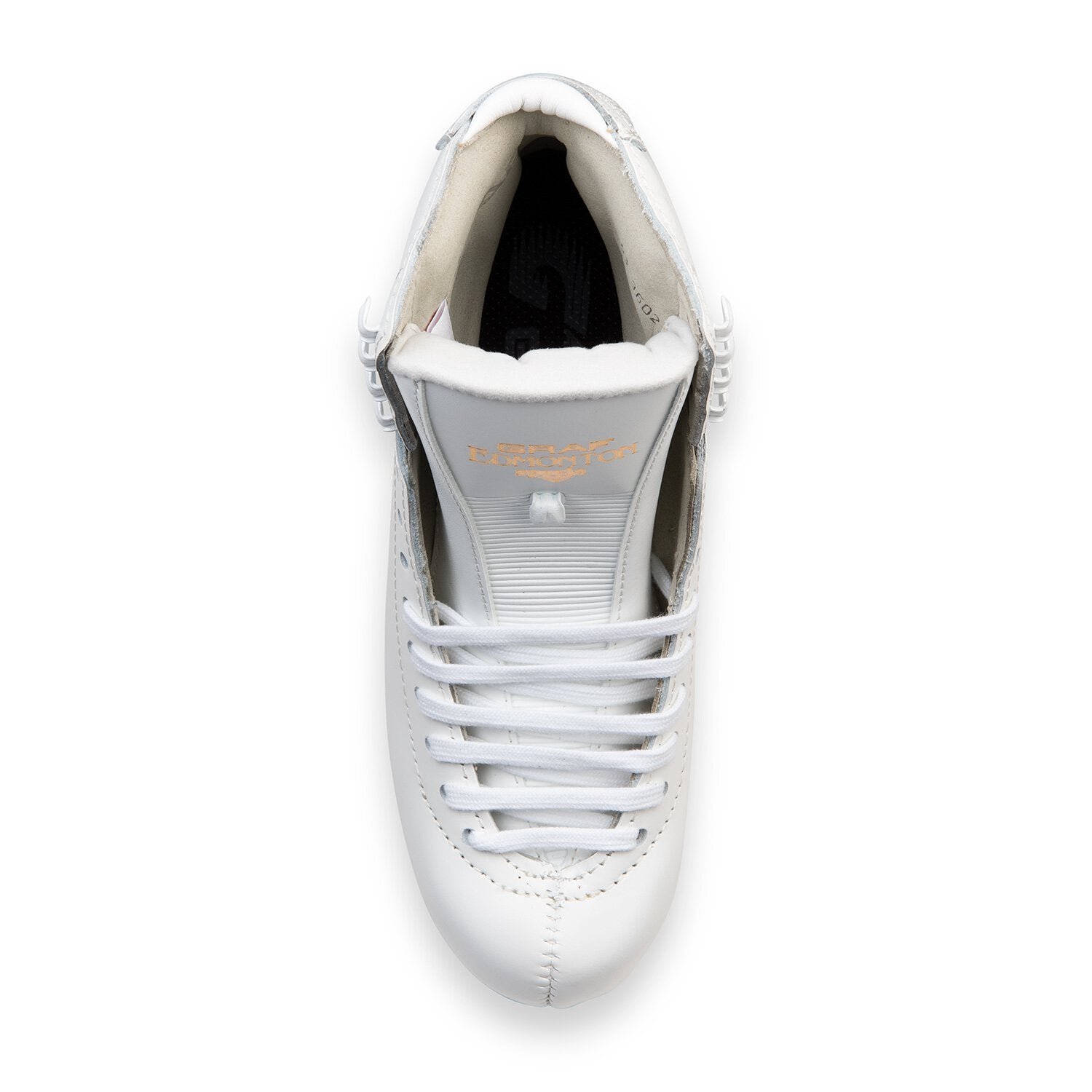 Top view of white Graf Edmonton Special skate boot
