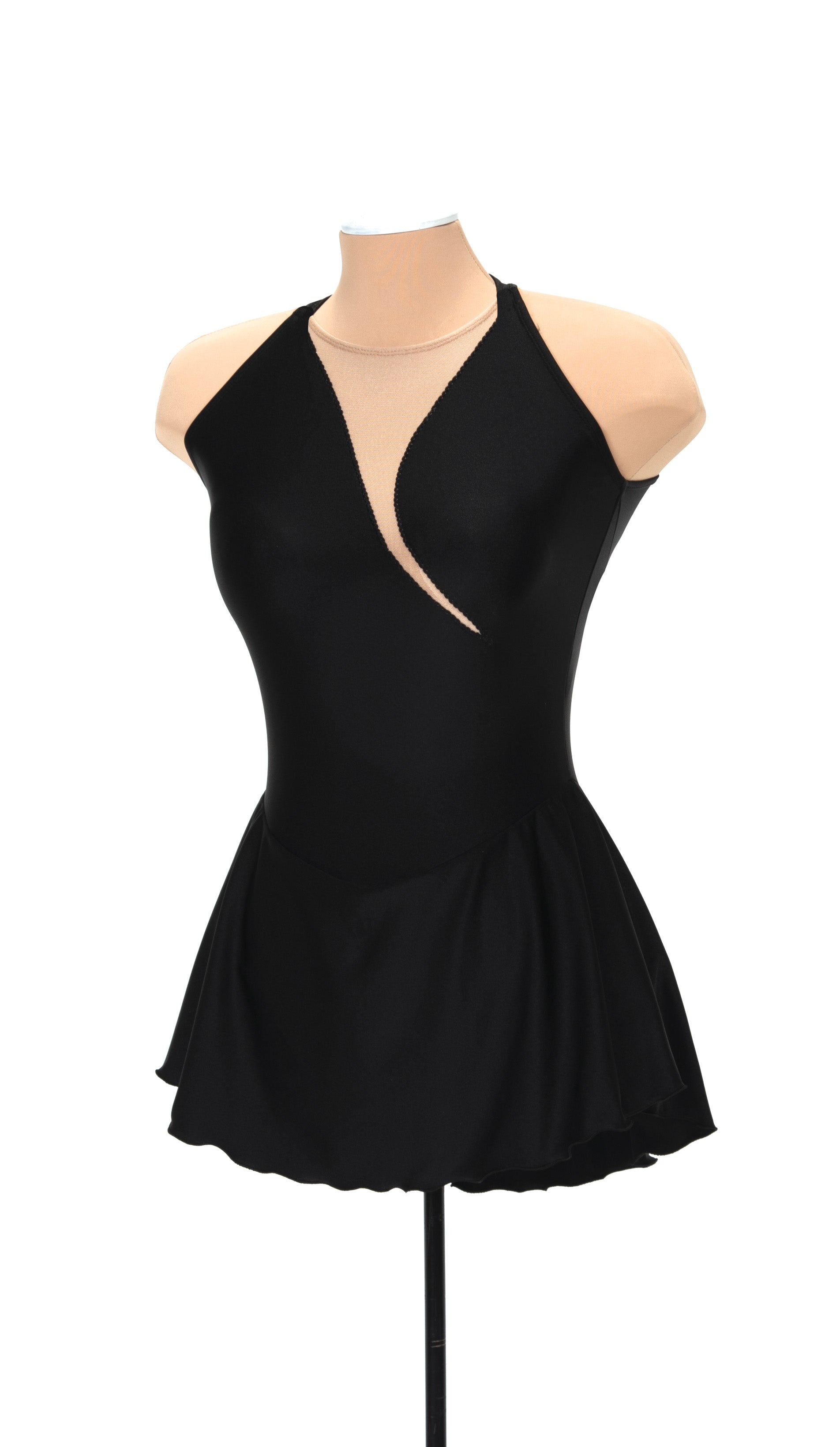 Solitaire tapered cut figure skate dress black on mannequin front